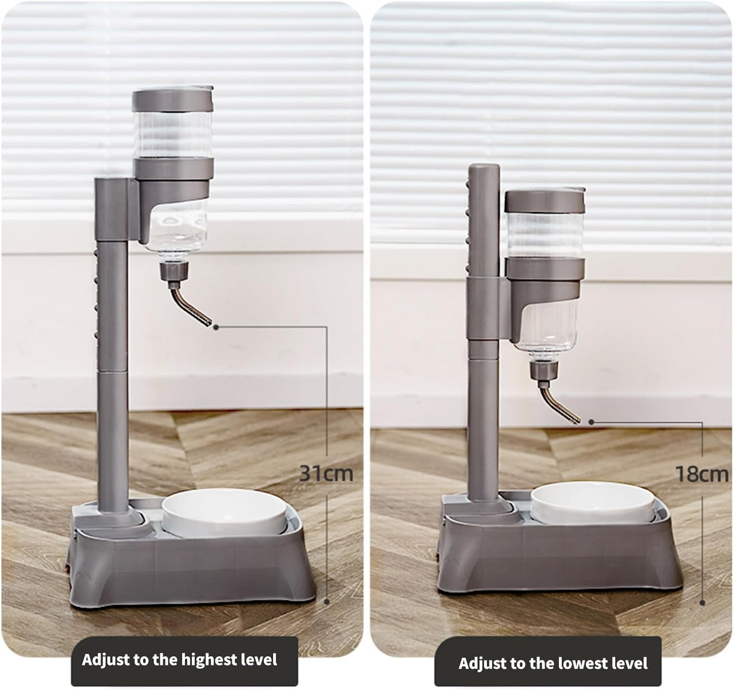 Versatile Pet Water and Food Bowl with Adjustable Drinking Height for Different Sized Pet Large Capacity Indoor Pet Drinking Fountain