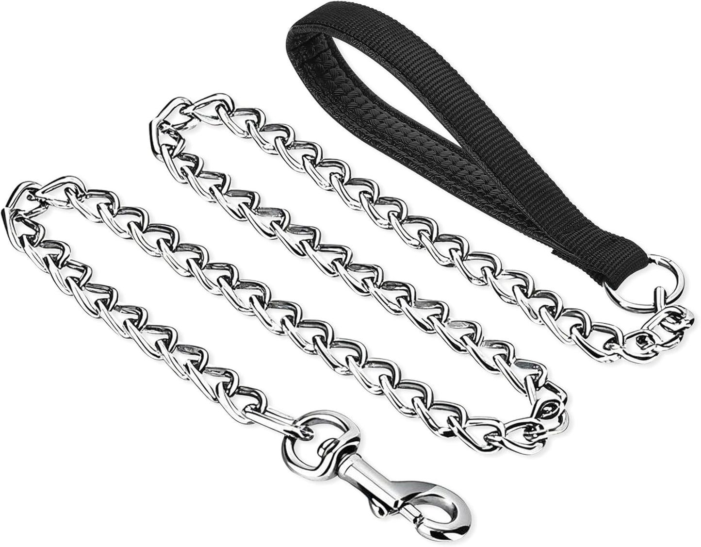 PETTOM Heavy Duty Metal Dog Leash, Chew Proof Chain Leash with Soft Padded Handle for Large & Medium Dogs, Training & Walking Chain Dog Lesh (6Ft/4.0mm, Black)