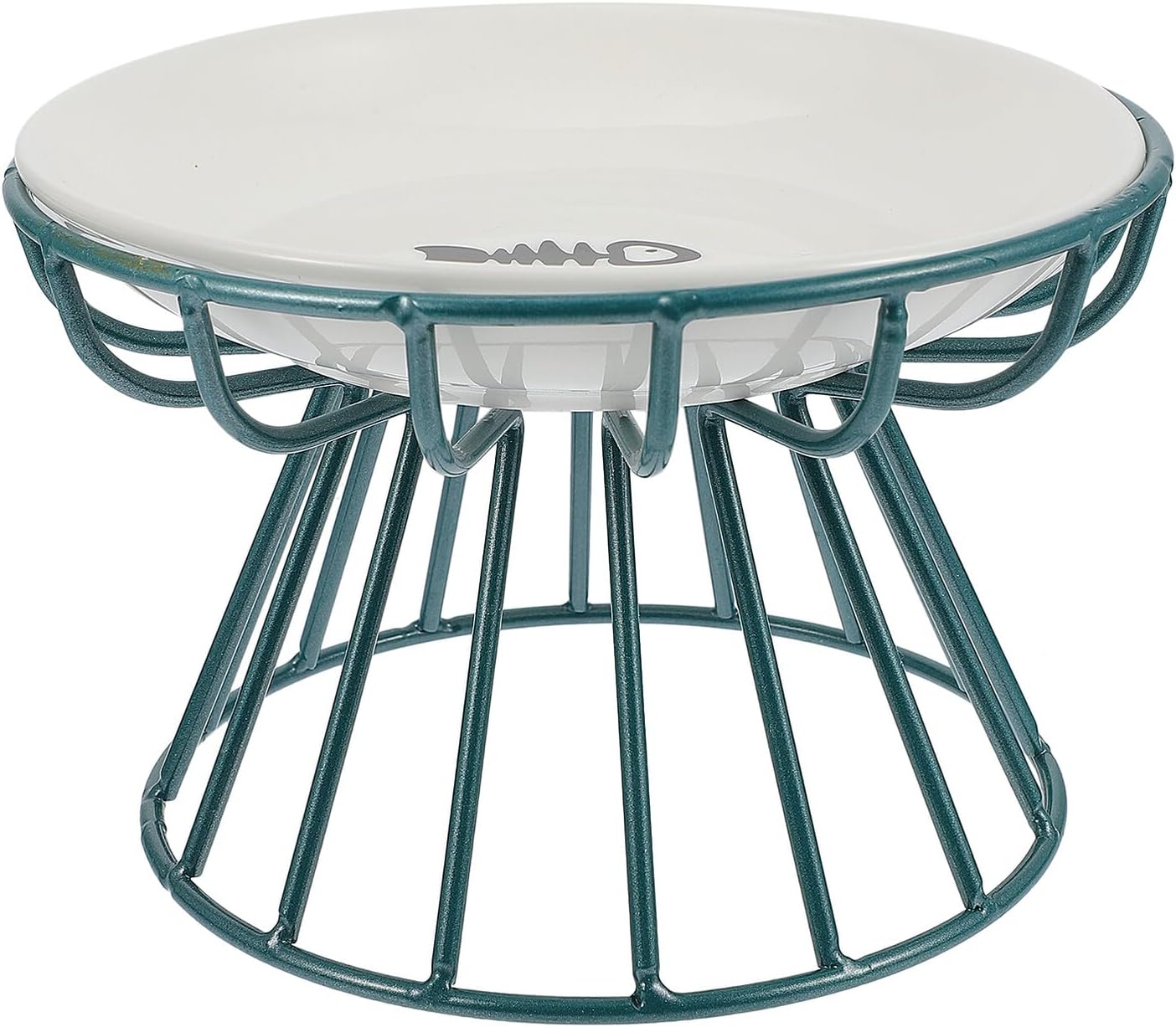 Milisten Pet Cat Ceramic Raised Feeding Bowl with Metal Rack Anti-Overturn Food and Water Dish Set Elevated Pet Bowl for Cats to Protect Spine and Feeding Comfort 2pcs Set Green Metal Stand
