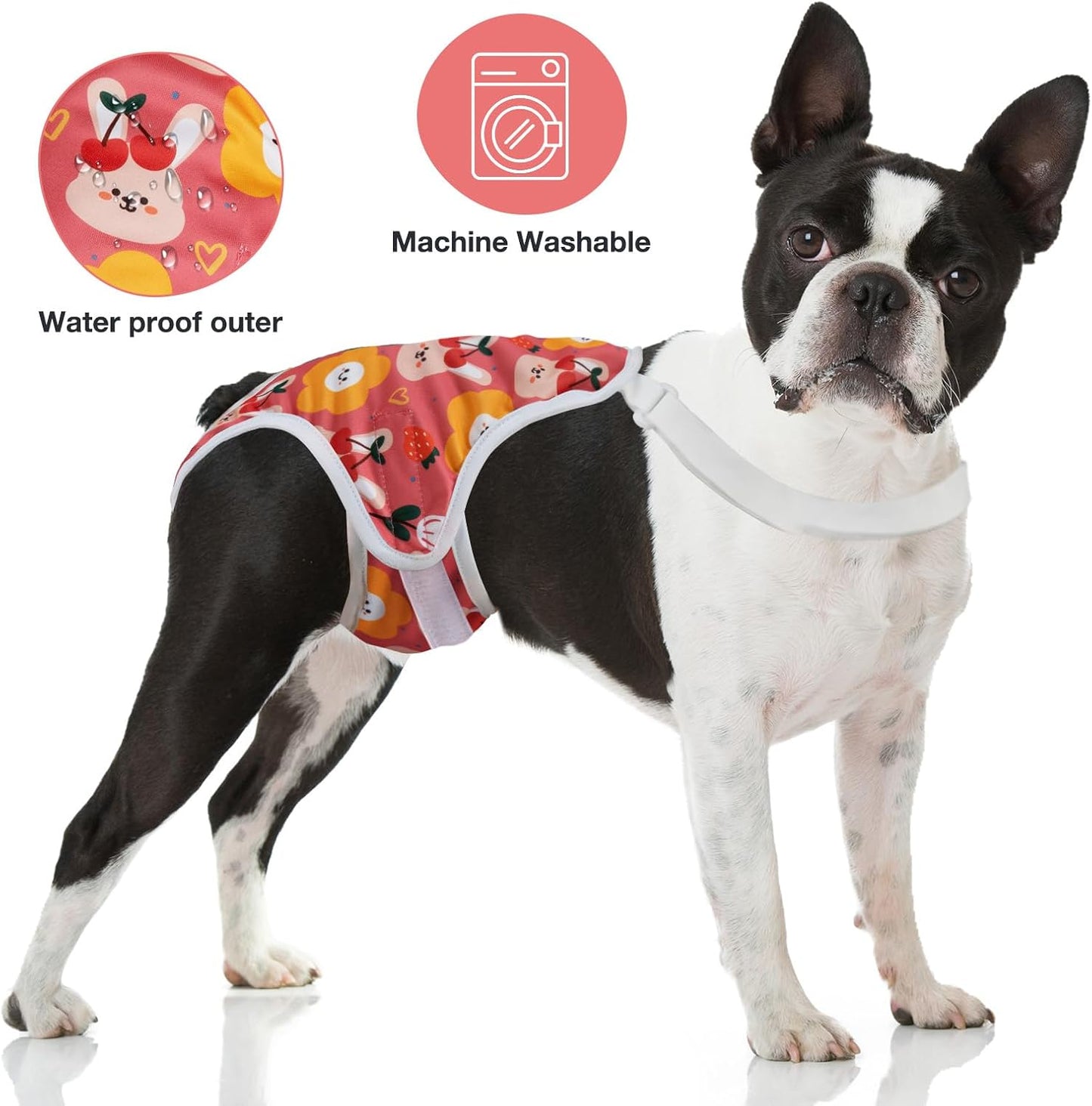 MICOOYO Dog Diaper Onesie Sanitary Pantie with Adjustable Suspender Washable Dog Period Panties Doggie Diapers Pet Underwear Female Dogs Diapers for Heat (Animals, XS/S)