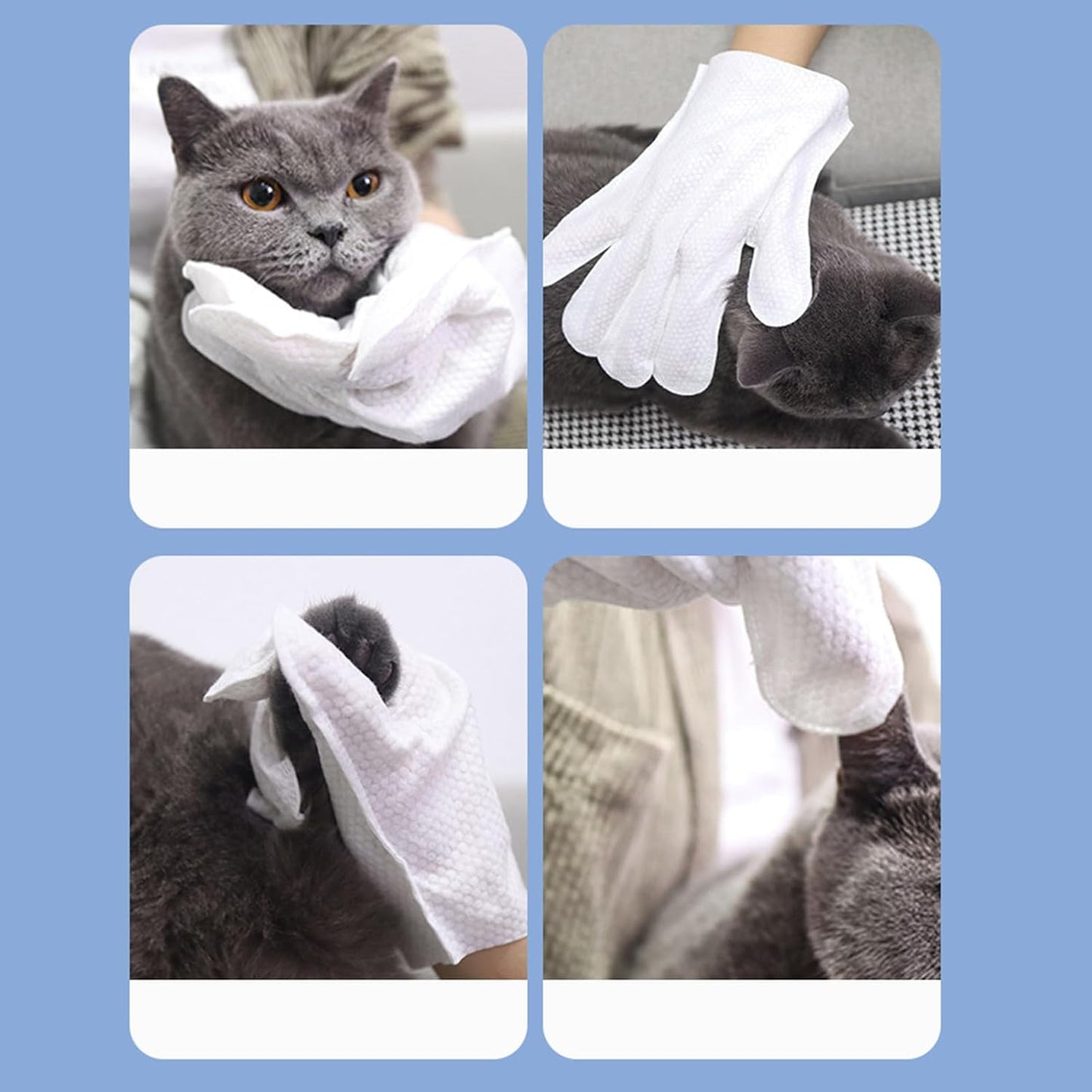 Gentle Pet Cleaning Wipes, Soft Glove Grooming, 3 Piece Travel Pack with Deodorizing Formula, Portable Care Material, Dog Cat with Multi use Design, Pet Grooming Wipes for Paws Butt