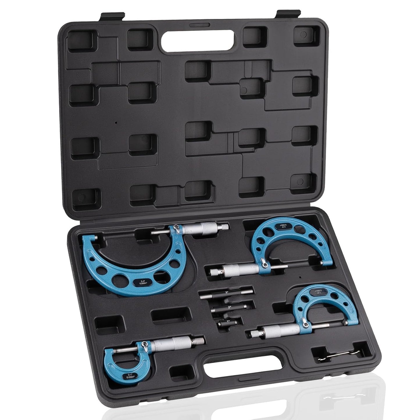 4PCS Micrometer Set, 0-1"/1-2"/2-3"/3-4" Machinist Outside Micrometer Measuring Tool, Ultra-Precision 0.0001" Graduation Micrometers, Professional Machinist Tools Set