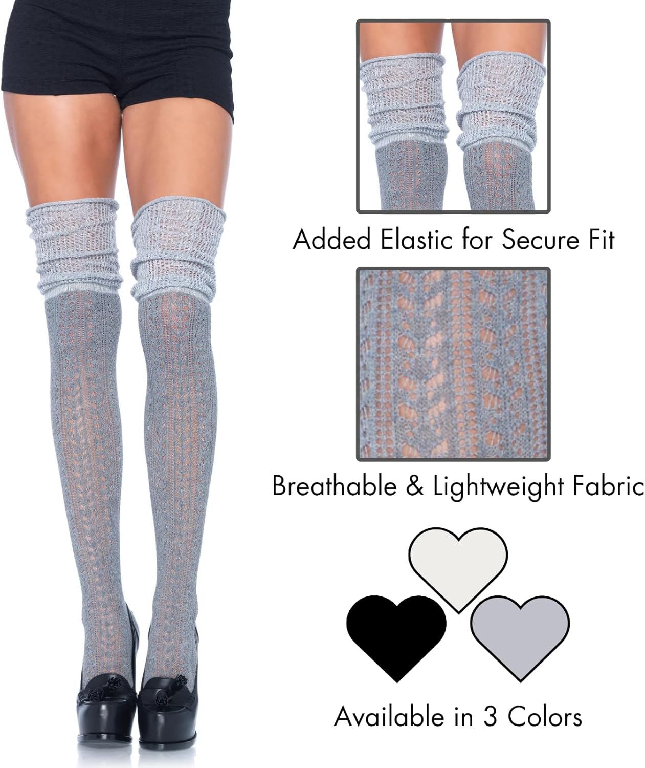Leg Avenue Women's Pointelle Scrunch Knee Socks