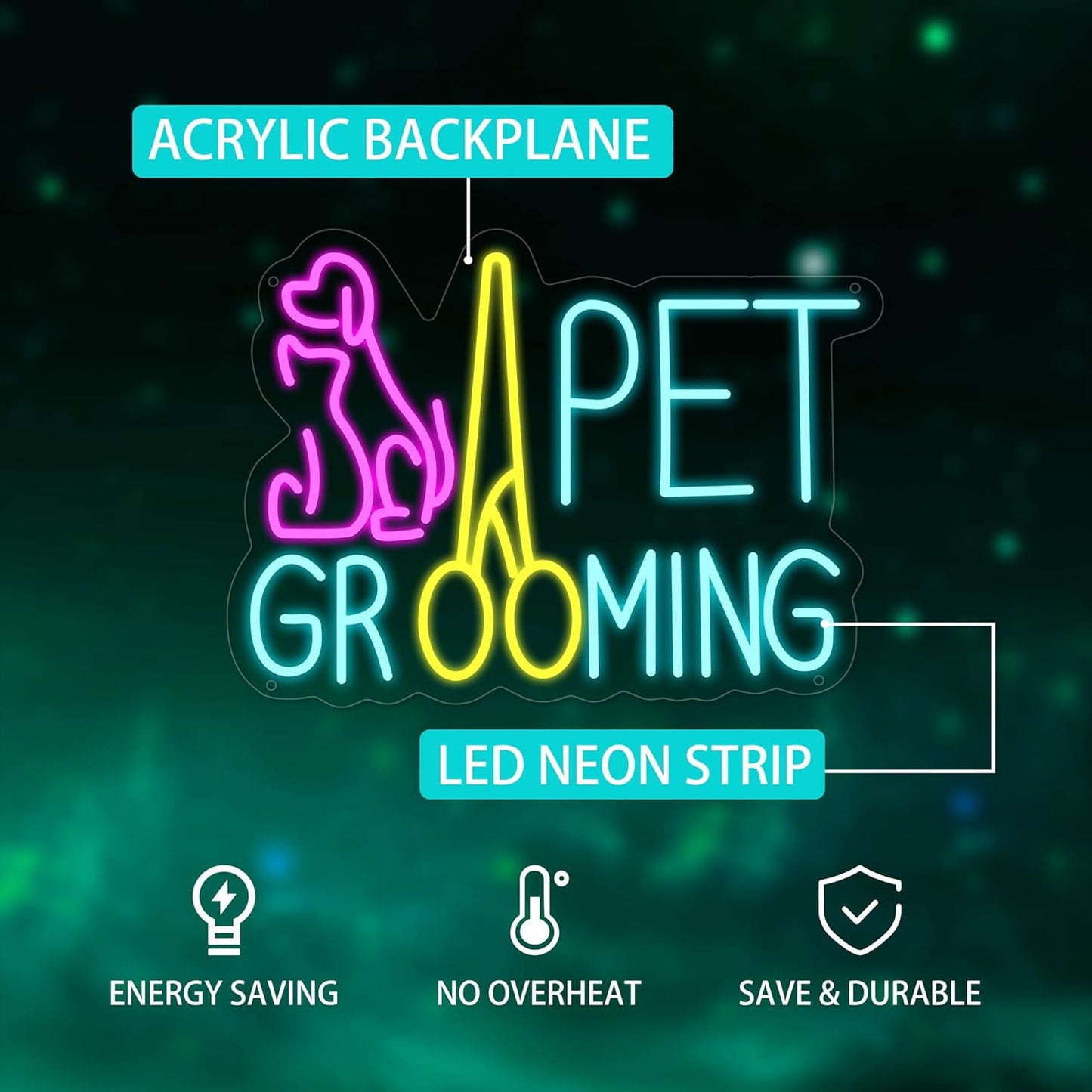 Pet Grooming Neon Sign for Wall Decor,Kids USB Powered Pet Grooming Led Sign, Reusable Pet Grooming Light Up Sign for Boys and Girls, Light Up Sign for Bedroom and Livingroom