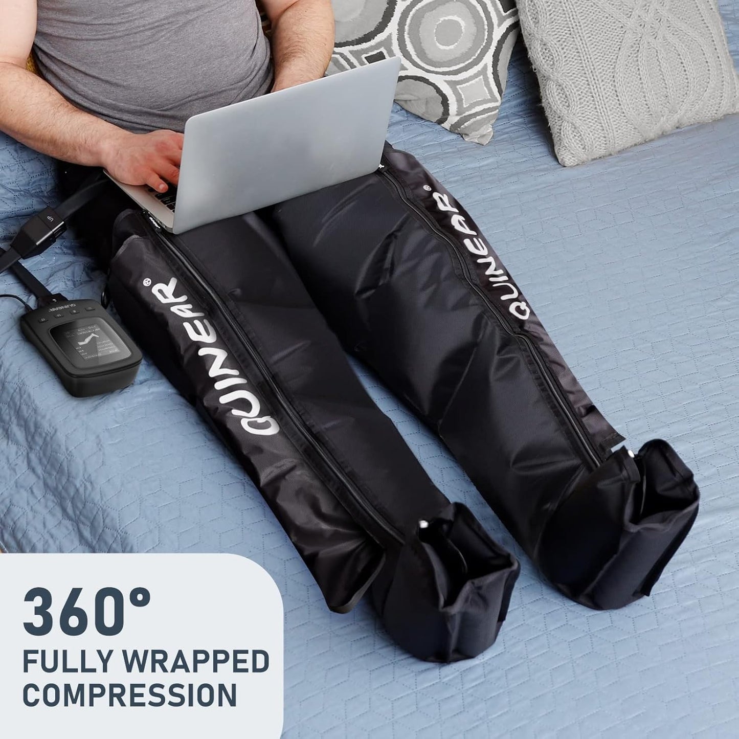 QUINEAR Air Compression Recovery System, Professional Sequential Device for Massage Therapy, Foot and Leg Recovery Boots to Improve Circulation for Athletes, FSA-HSA Eligible (Medium)