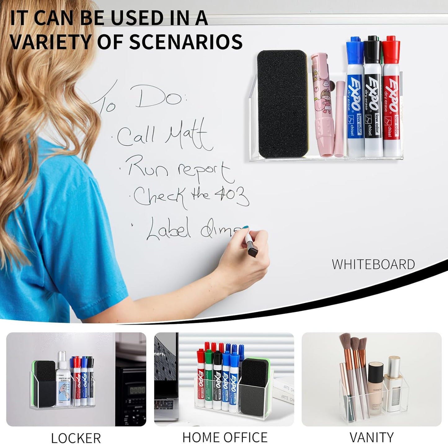 Acrylic Magnetic Marker Holder For Whiteboard Dry Erase Marker Holder For Office Refrigerator Fridge Classroom Must (Acrylic)