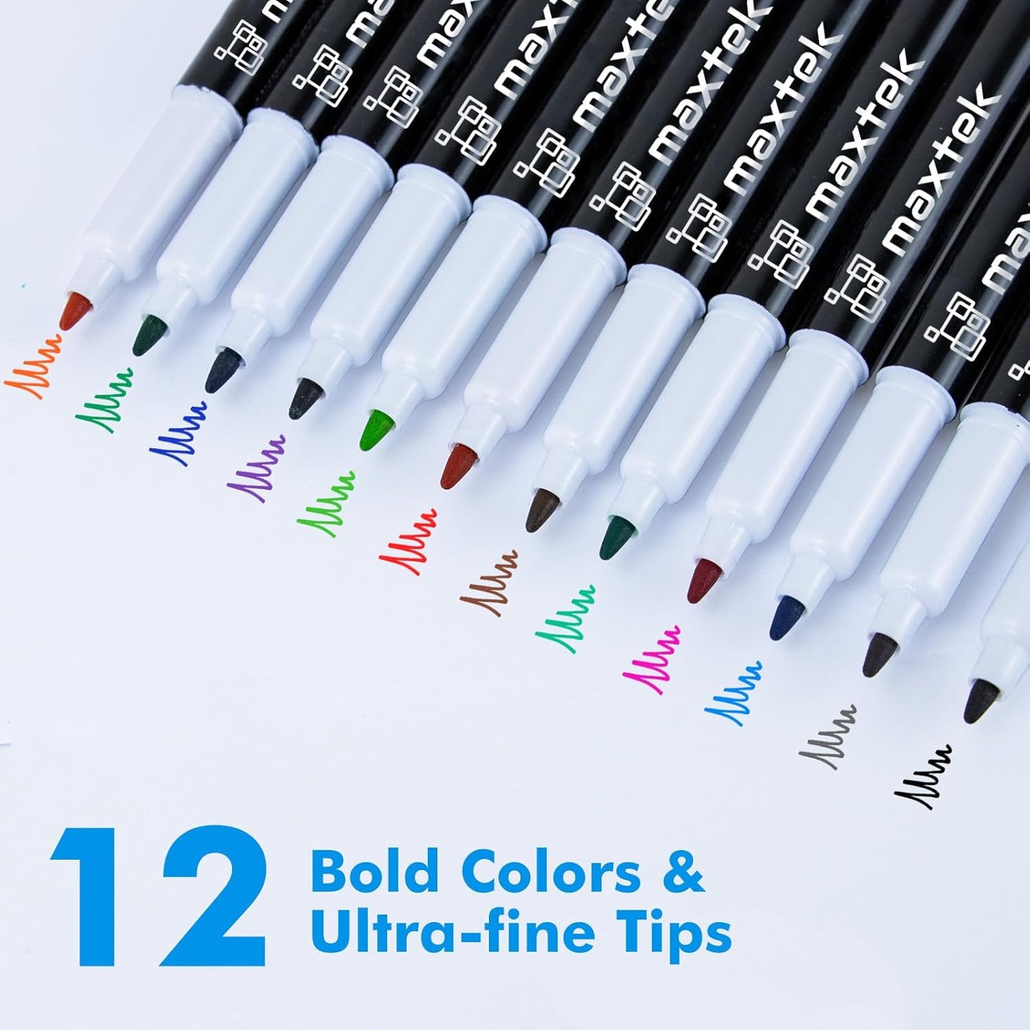 maxtek Dry Erase Markers, 0.7mm Ultra Fine Tip, Low Odor, 12 Count