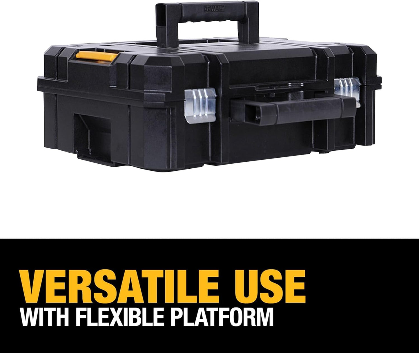 DEWALT TSTAK II Tool Box, Flat Top Tool Storage Case, Organizer Box Holds Up To 66 lbs, Flexible Platforms for Stacking, 13 Inch (DWST17807)
