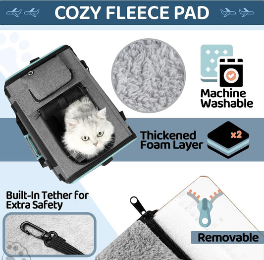 Soft-Sided Pet Carrier for Air Travel 18x11x11 Inch - Underseat Cabin Carry Bag for Small Cats & Dogs Under 15 lbs