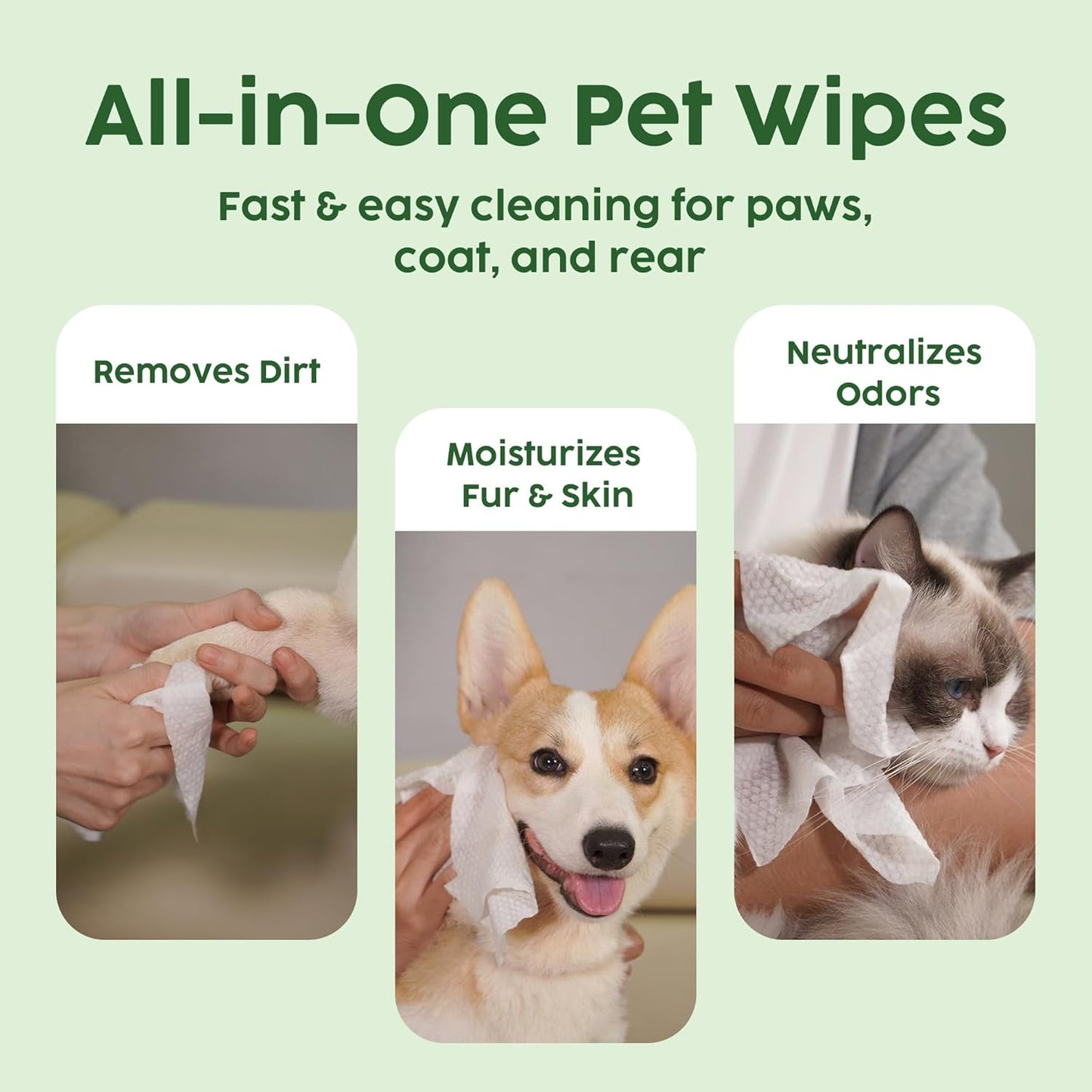 Bamboo Grooming Wipes - Calming Lavender Scented - Freshening Dog Cat - Gentle on Sensitive Skin - Thick & Durable for Paw Coat & Bum Cleansing - 400 Count