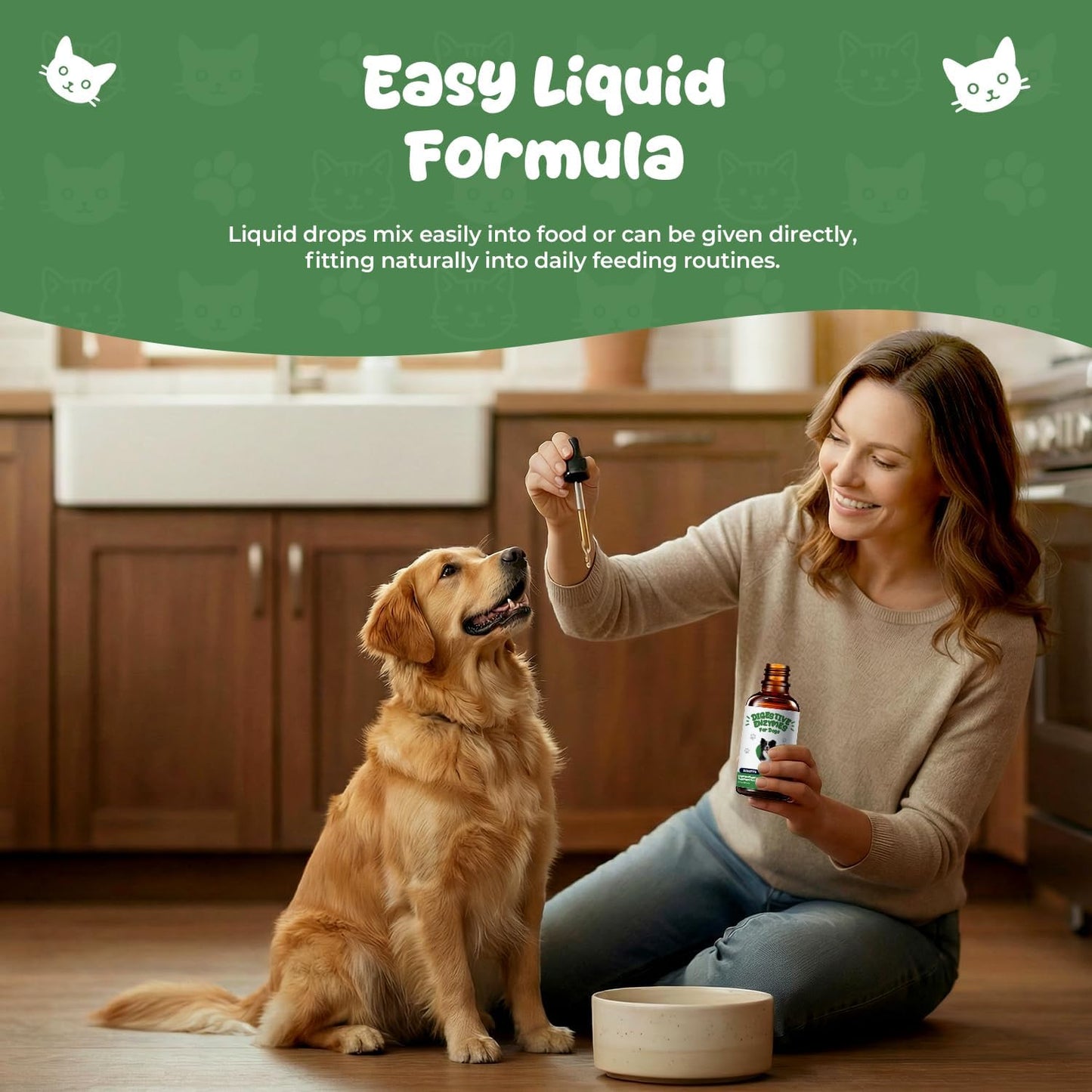 Digestive Enzymes for Dogs, Stool Eating Deterrent Support & Diet Change Aid, Liquid Enzyme Drops to Help Break Down Protein, Fat & Carbs, Daily Digestive Support, 2 fl oz (60 mL)