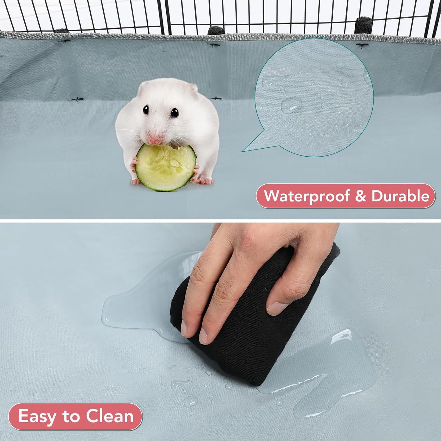 12 Panels Small Animal Playpen, 48" x 24" x 16" Pet Playpen with Waterproof Mat, C&C Cage for Guinea Pigs, Puppy Play Pen, Bunny Playpen, Indoor Outdoor Portable Metal Wire Yard Fence