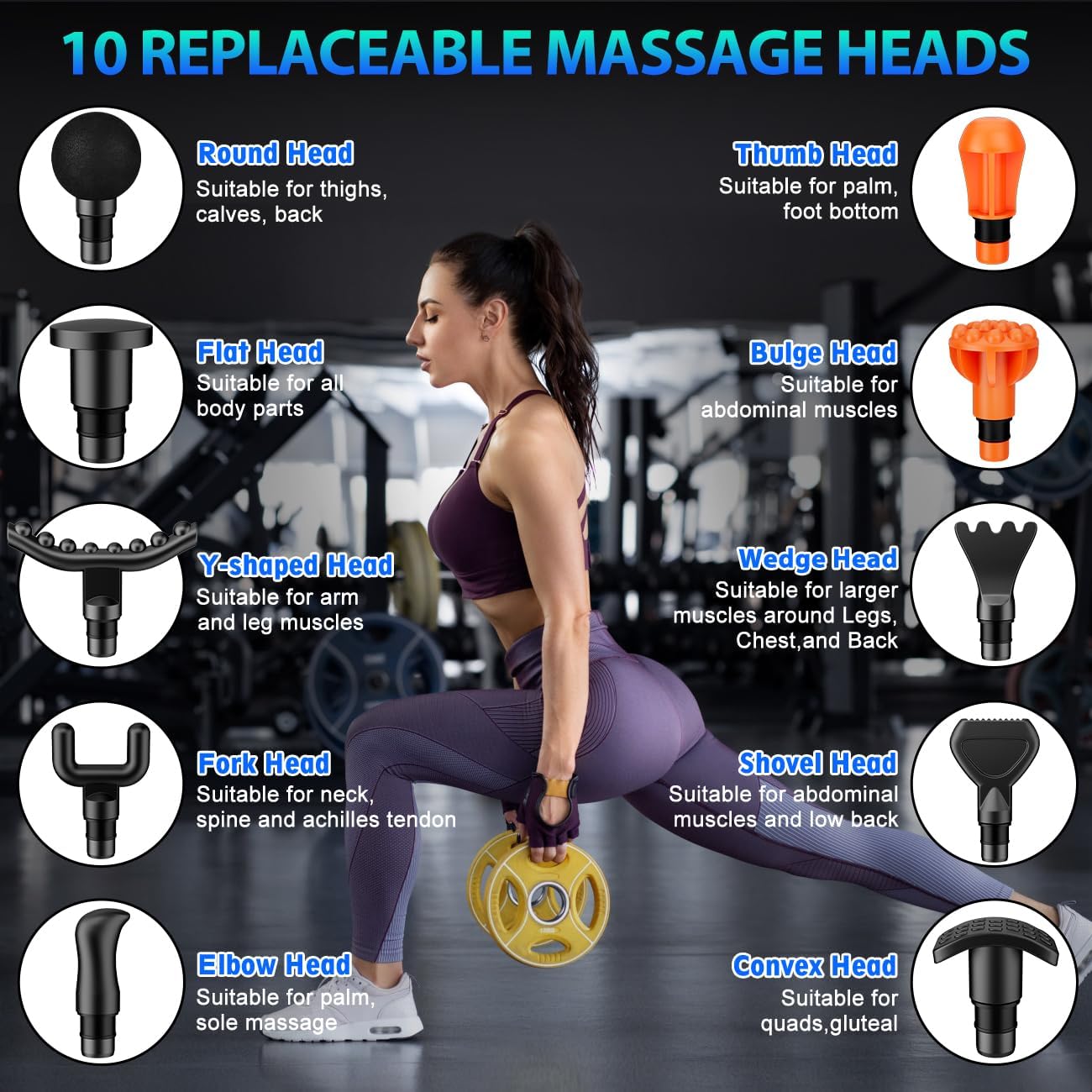 TOLOCO Massage Gun, Deep Tissue Back Massage for Athletes for Pain Relief, Percussion Massager with 10 Massages Heads & Silent Brushless Motor, Valentines Day Gifts for Him Her, Carbon