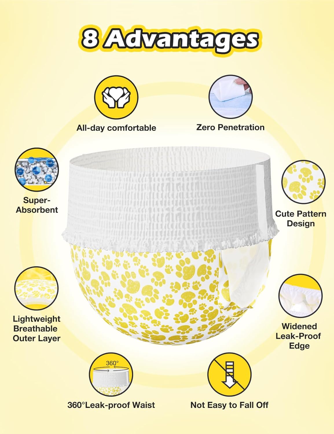 Dono Dog Diapers Female with Stretchy Waist, Disposable Full Wrap Female Puppy Dog in Heat Period, 360° Leak-Proof Super Absorbent Doggie Puppy Diaper for Small Medium Large Dogs
