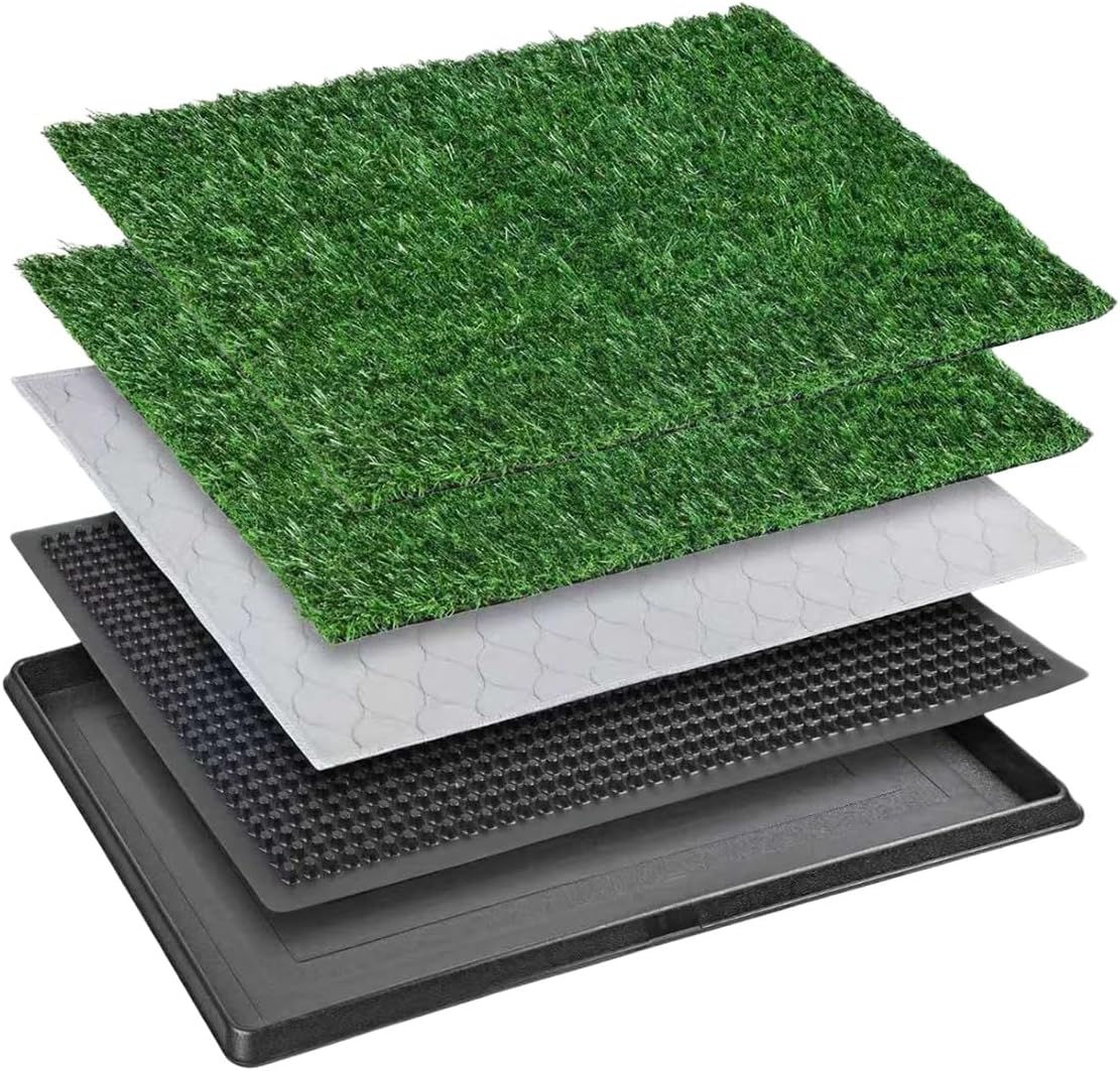 Artificial Grass Dog Pee Pad with Tray,Washable 3-Layer Puppy Training Pad for Indoor Use Training in Assorted Size Indoor Dog Toilet