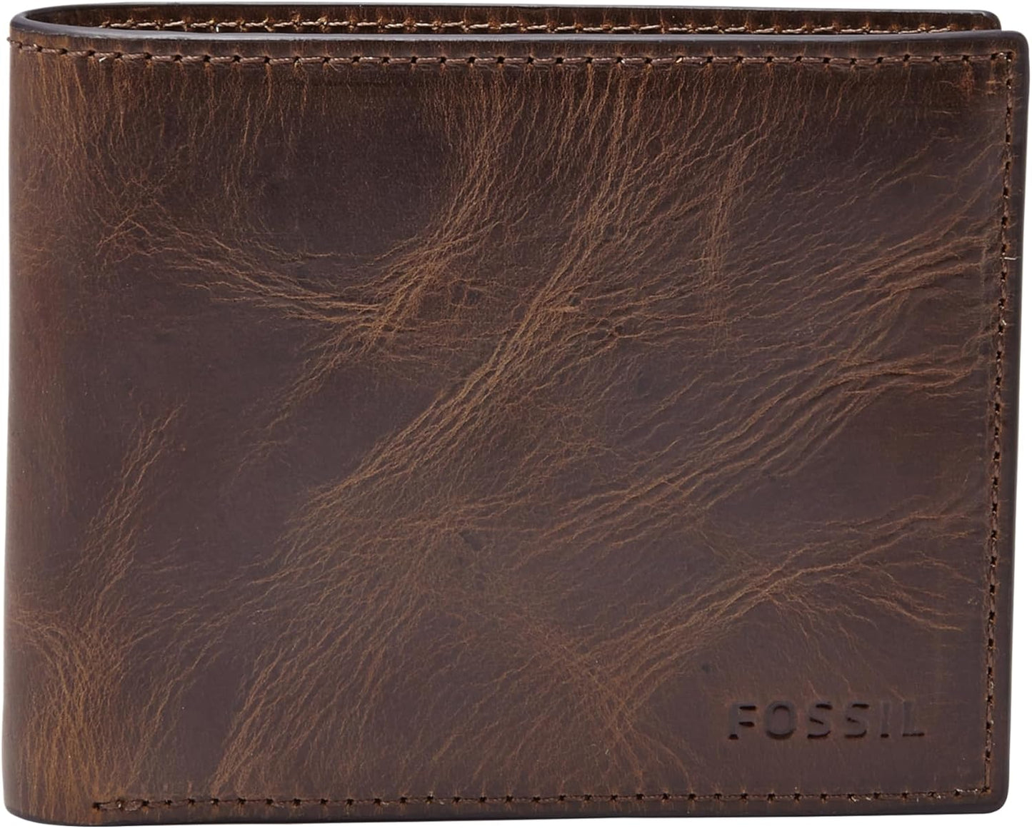 Fossil Men's Derrick RFID-Blocking Leather Bifold Wallet with Flip ID Window for Men