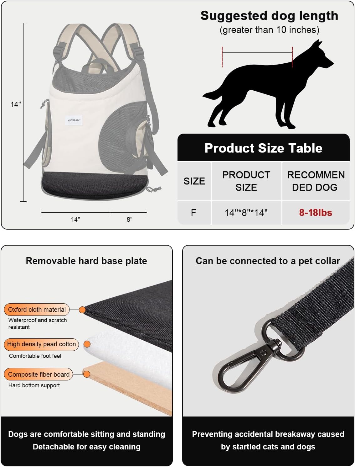 Dog Carriers for Small Dogs,Dog Backpack with 2 Pocket for Travel,Comfortable Dog Front Carrier Suitable for Dogs 8-18 pounds Machine Washable (Beige)