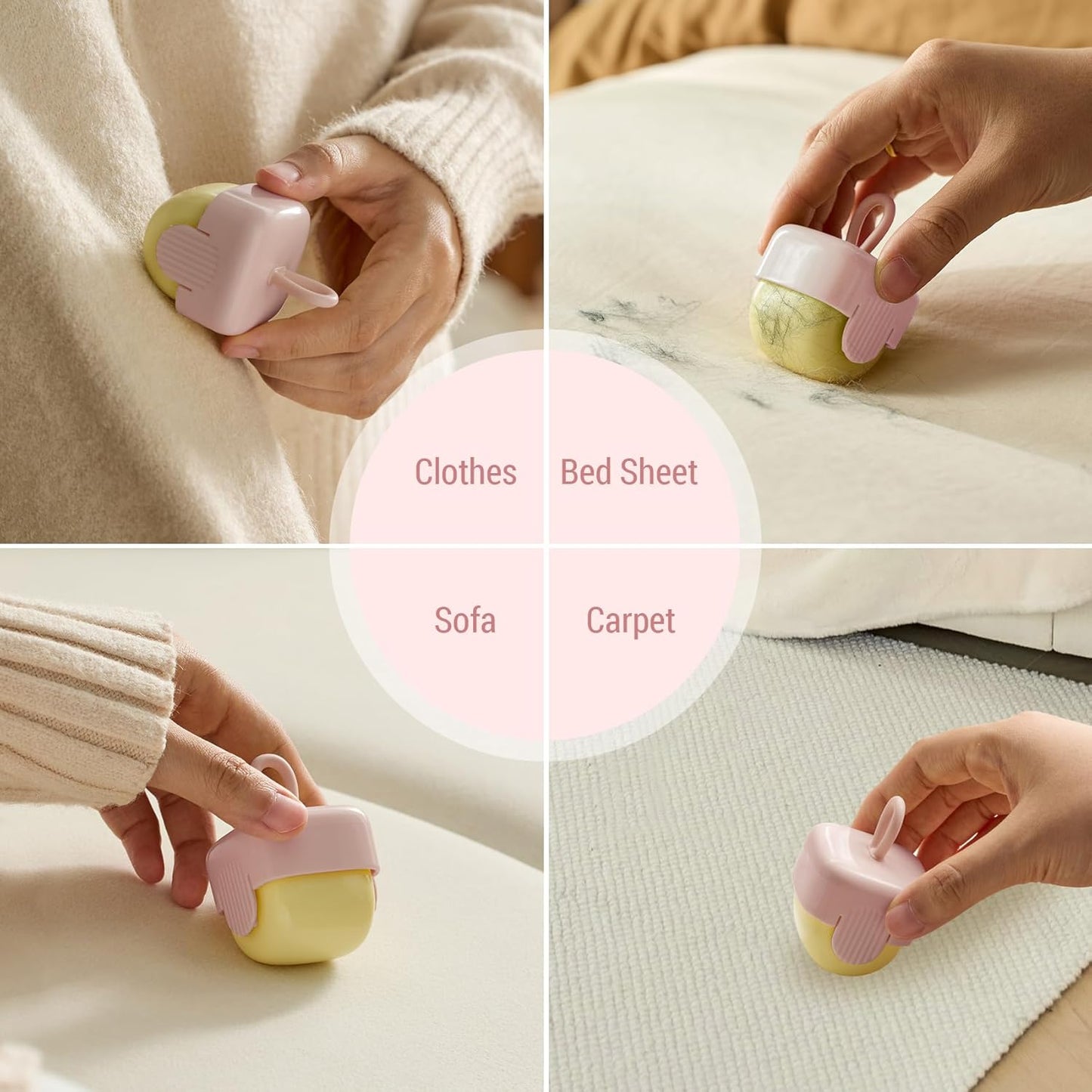 Mini Lint Roller,Washable Sticky Roller Reusable Lint Remover Portable Pet Hair Remover for Clothes,Travel Household (Pink+Pink)