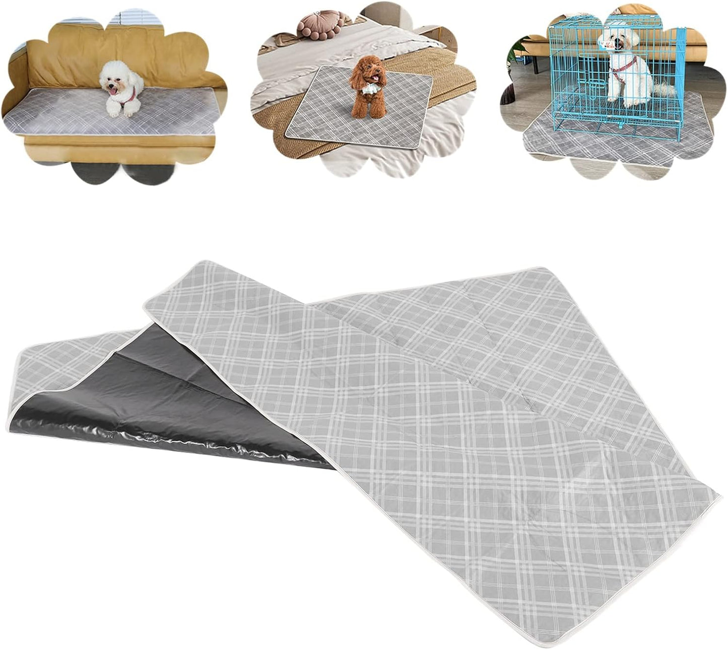 Washable Dog Pee Pads Super Absorbent Quick Dry Leakproof Waterproof Reusable Pet Training Pads for Dogs Cats Puppies Indoor Outdoor Use Composite Fleece Fabric Size S M L XL (M)