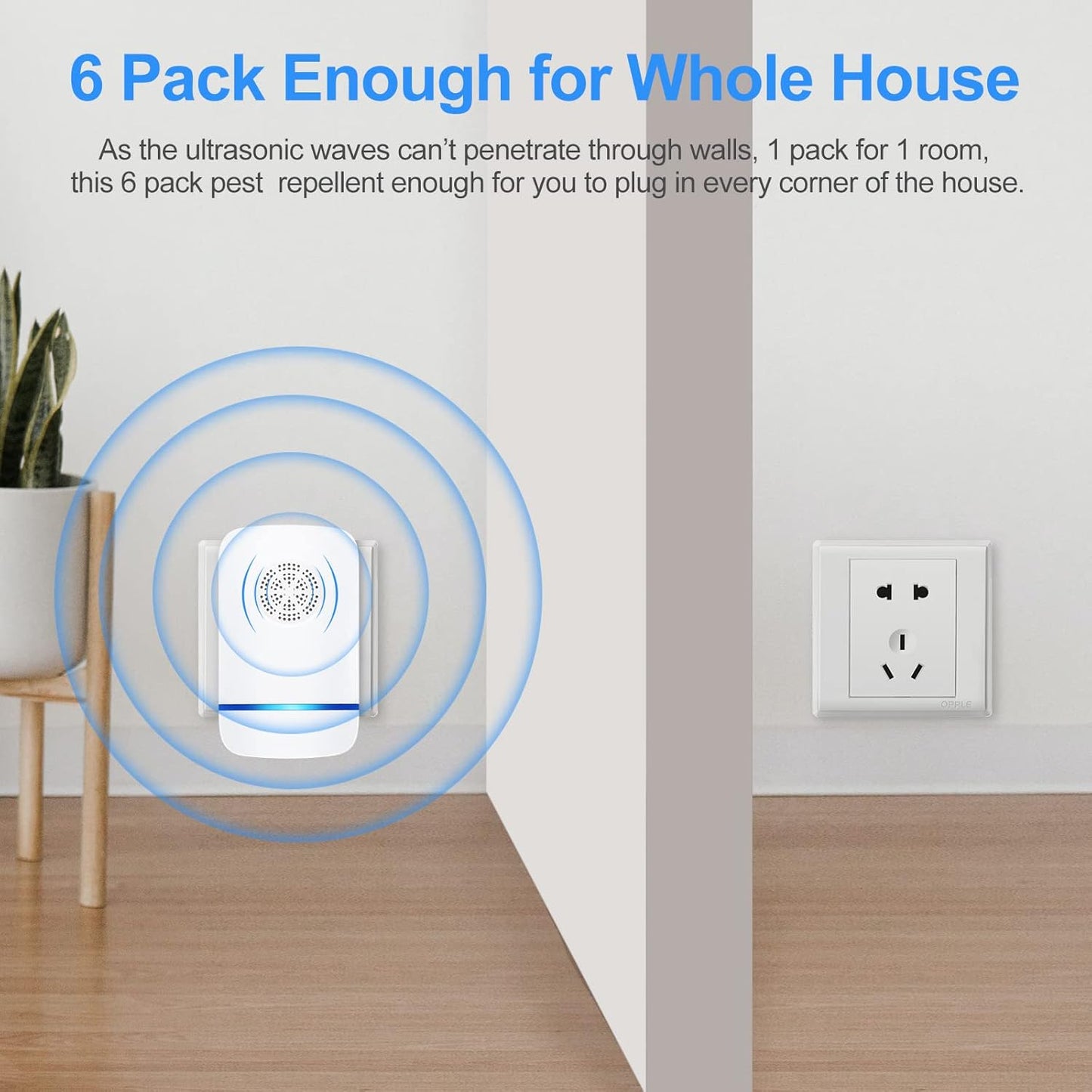 Ultrasonic Pest Repeller,Electronic Pest Repellent Plug in Pest Control for Mosquito, Mice, Ant, Roach, Fleas, Spider, Bug for Home Hotel Garage Office (6)