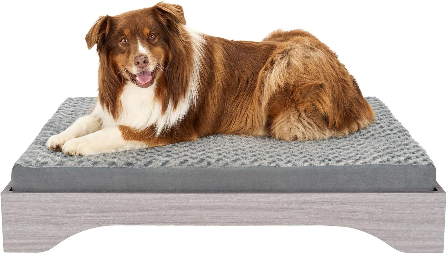 FurHaven Elevated Dog Bed for Large Dogs, Mid-Century Modern Style with Flexible Slats & Non-Slip Pads for Comfort & Airflow, Easy Assembly, Raised Pet Bed, Jumbo, Light Gray