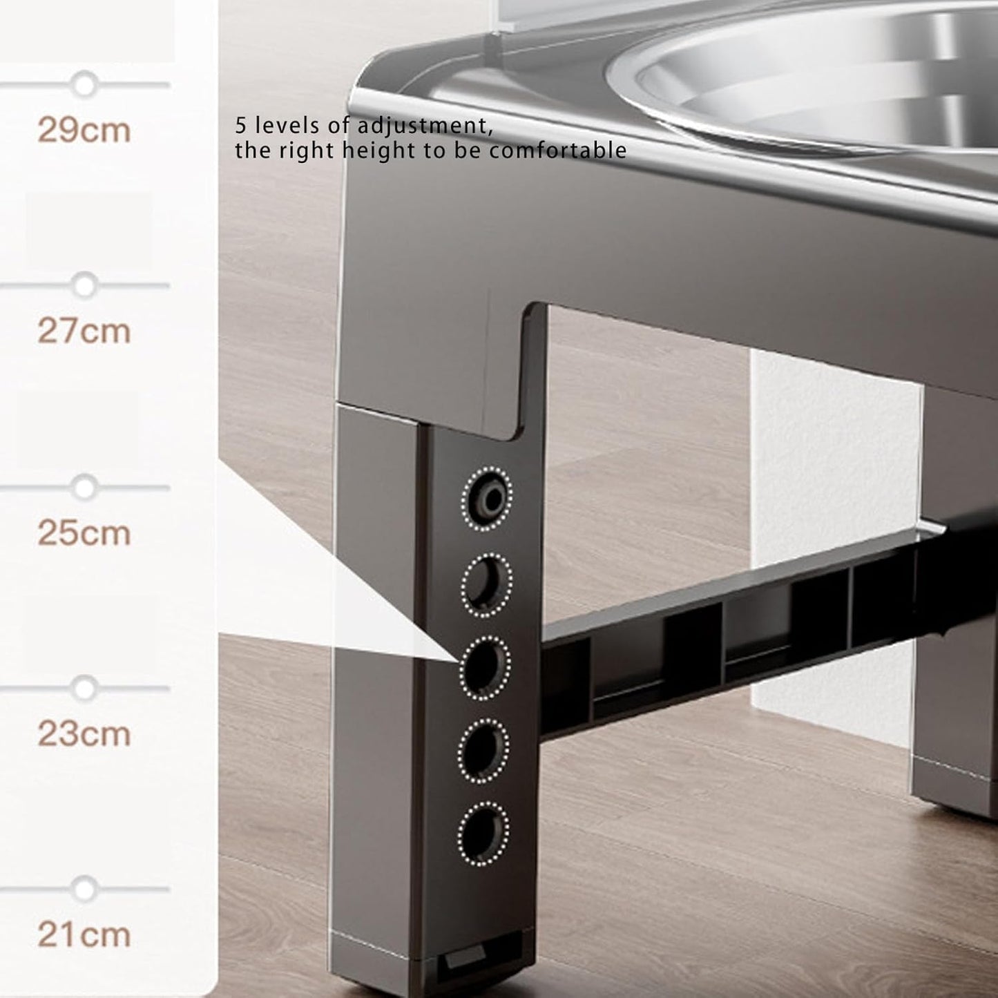 Adjustable Raised Dog Bowl Stand Elevated Dog Bowls Slip Dog Feeder for Medium and Large Dogs (Grey)