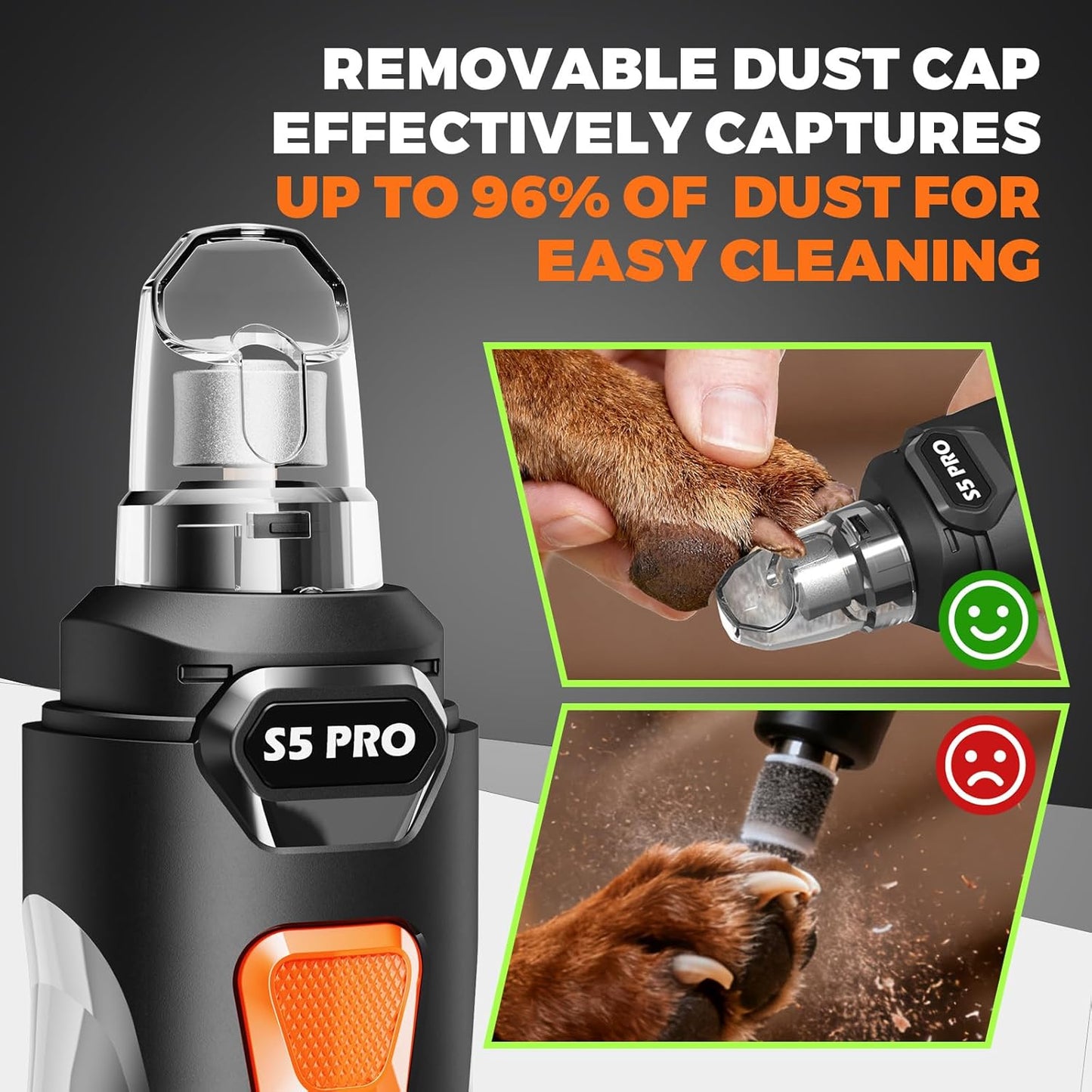 Whisper Quiet Dog Nail Grinder with LED Light, Safe & Stress-Free for Sensitive Dogs of All Breeds & Sizes, 3 Grinding Bits, 3-Speed, Pet Nail Trimmers, Rechargeable Painless Grooming Kit