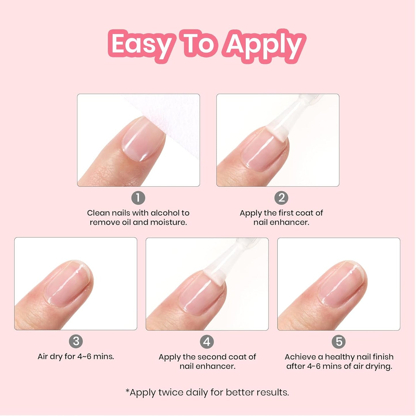 Beetles Nail Strengthener, Air Dry Pink Neutral Nail Polish Strengthener and Growth Nail Growth Treatment Nail Strengthener for Thin Nails and Growth
