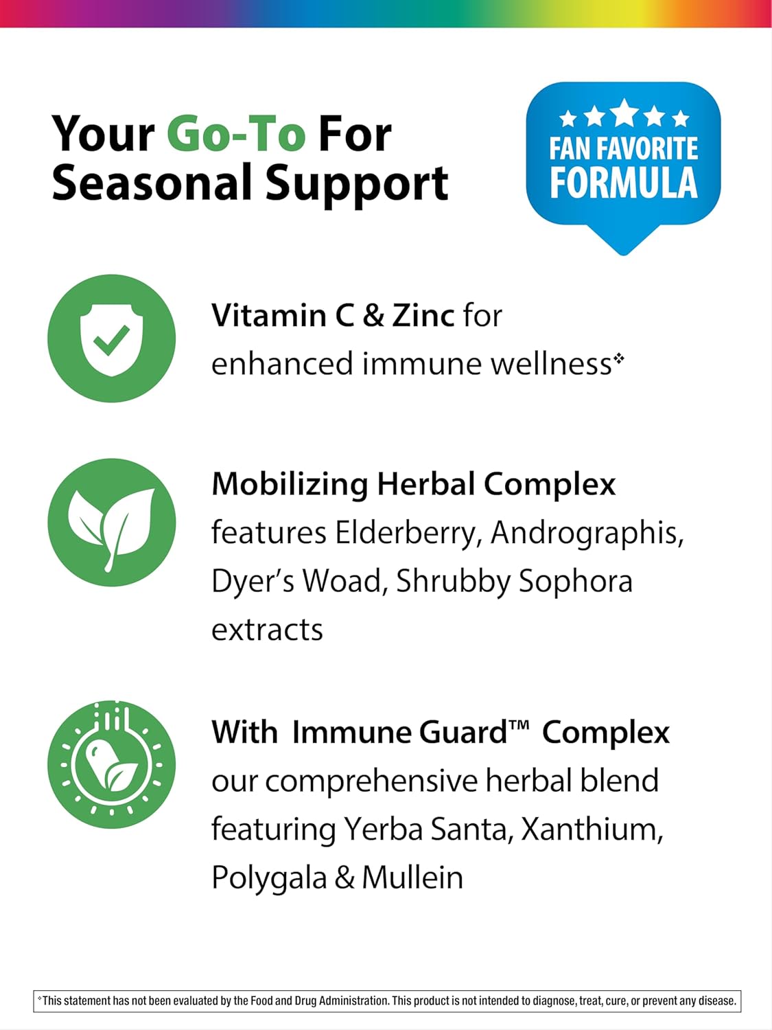 Rainbow Light Counter Attack Immune Support Booster Supplement for Adults | 90 Tablets | with Vitamin C, Zinc, Immune Guard & More
