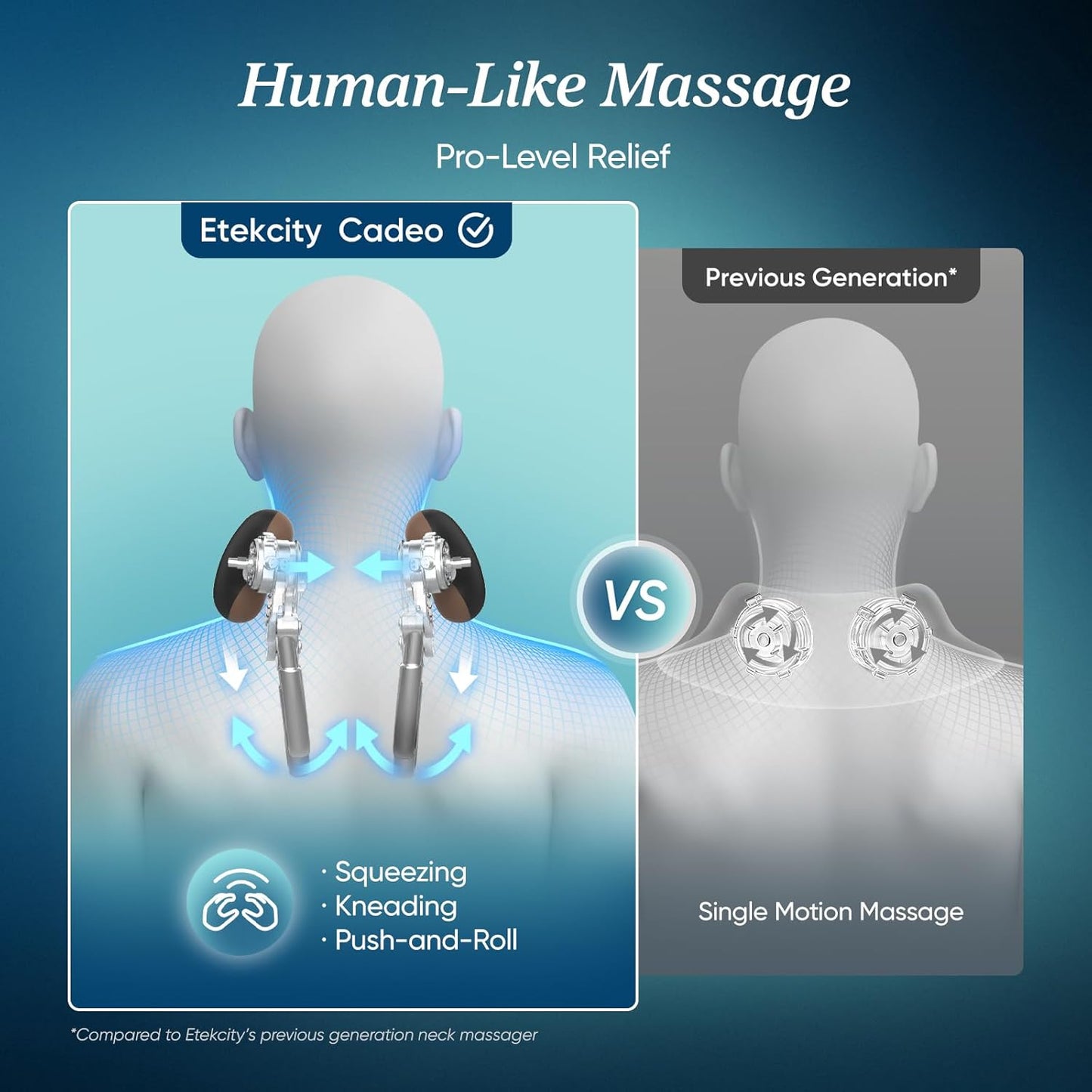 Etekcity FSA Eligible Cordless Neck Massager for Pain Relief Deep Tissue, Shiatsu Shoulder Massager with Heat, Massage Tools for Trapezius, Lymphatic Drainage, Relaxation Therapy, HSA Items, Cadeo