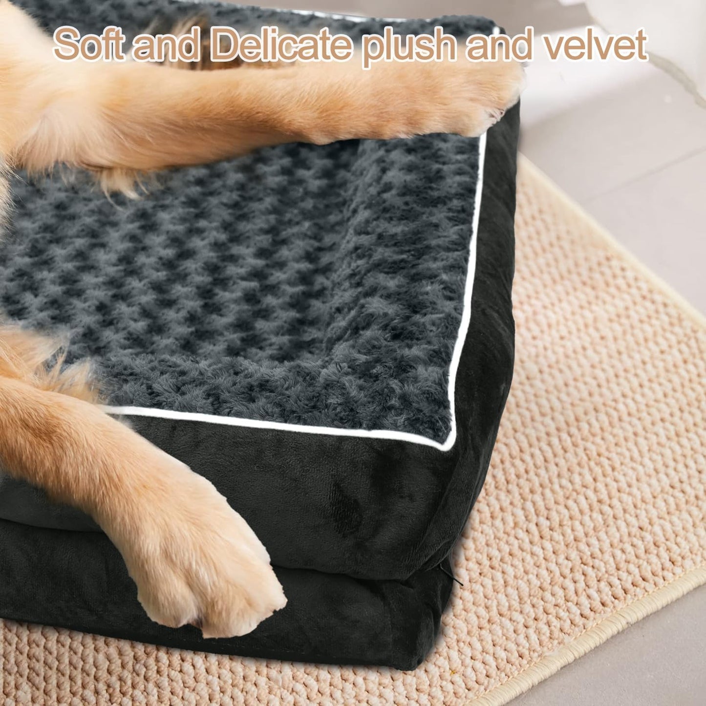 FERPOSH Orthopedic Dog Bed, Pet Sofa Bed with Removable Washable Cover, Waterproof Dog Sofa, Anti Slip Bottom Pet Bed, Pet Sleeping Mat, 42" x 31", Dark Grey