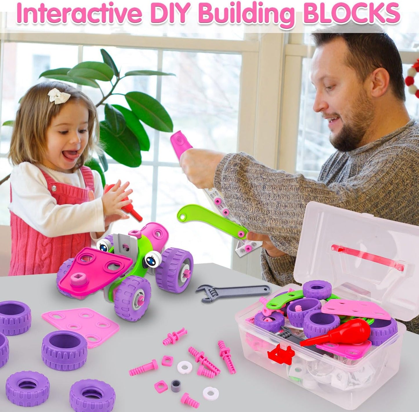 STEM Toys for 4 5 6 7 8+ Year Old Girl Birthday Gifts Pink Educational Building Toys for Kids Ages 4-8 5-7 8-10 Stem Activities Construction Toy for Girls 4-6 6-8 Creative Games Easter Idea Gift