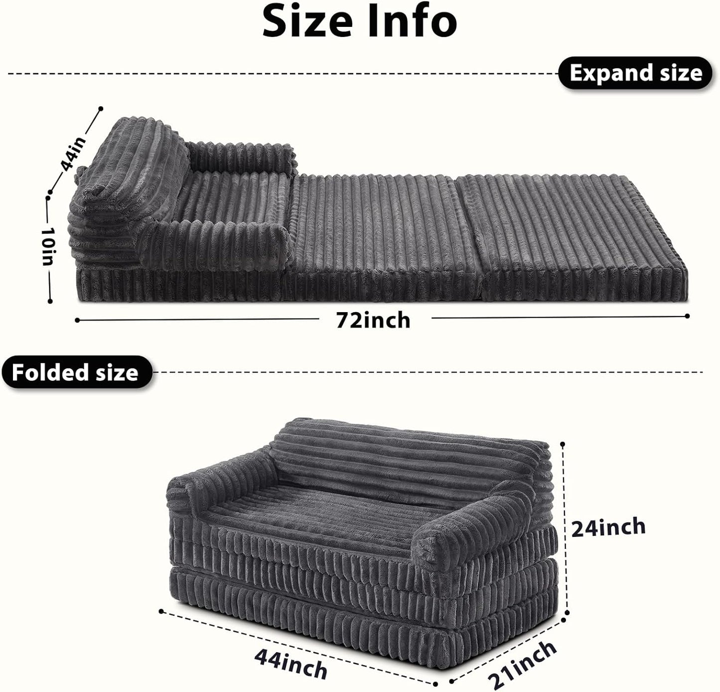 INVENHO Foldable Human Dog Bed, Orthopedic Egg-Crate Memory Foam Human Sized Dog Bed for Adult with Washable Removable Cover & Nonskid Bottom