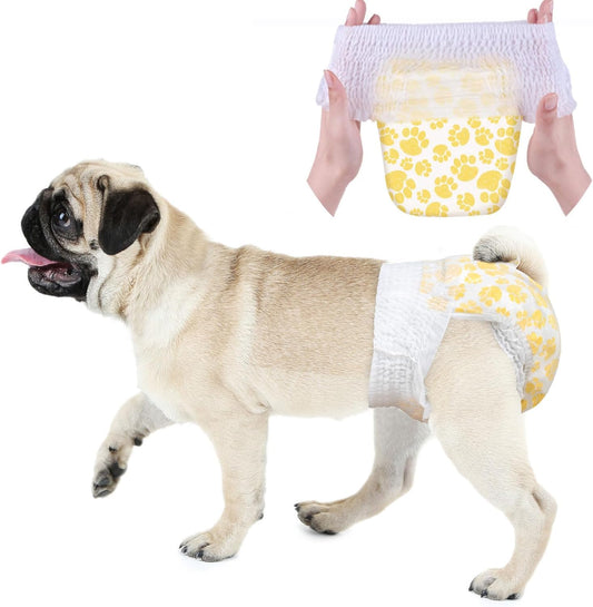 Dono Dog Diapers Female, Disposable Full Wrap with Stretchy Waist, 360° Leak-Proof, Absorbent, Heat Period Doggie Diapers for Small and Large Dogs for Heat, 14 PCS