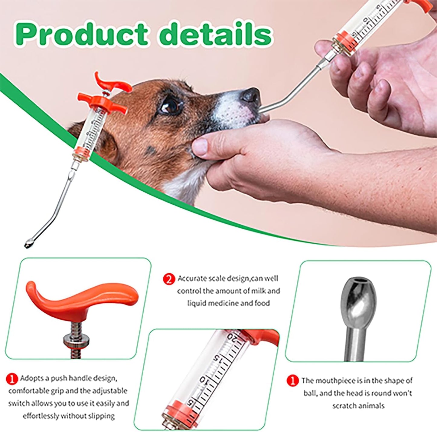 2 Pieces Goat Syringe with 4 Drench Nozzle Adjustable Dosage ,Reusable Drench Syringe for Sheep ,Dog,Goat,Pig, Cat Feeding Supplies(20ML)