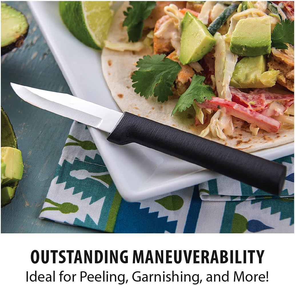 Rada Cutlery Peeling Paring Knife (W202), 2.5" Stainless Steel Blade, Black Handle, Pack of 2