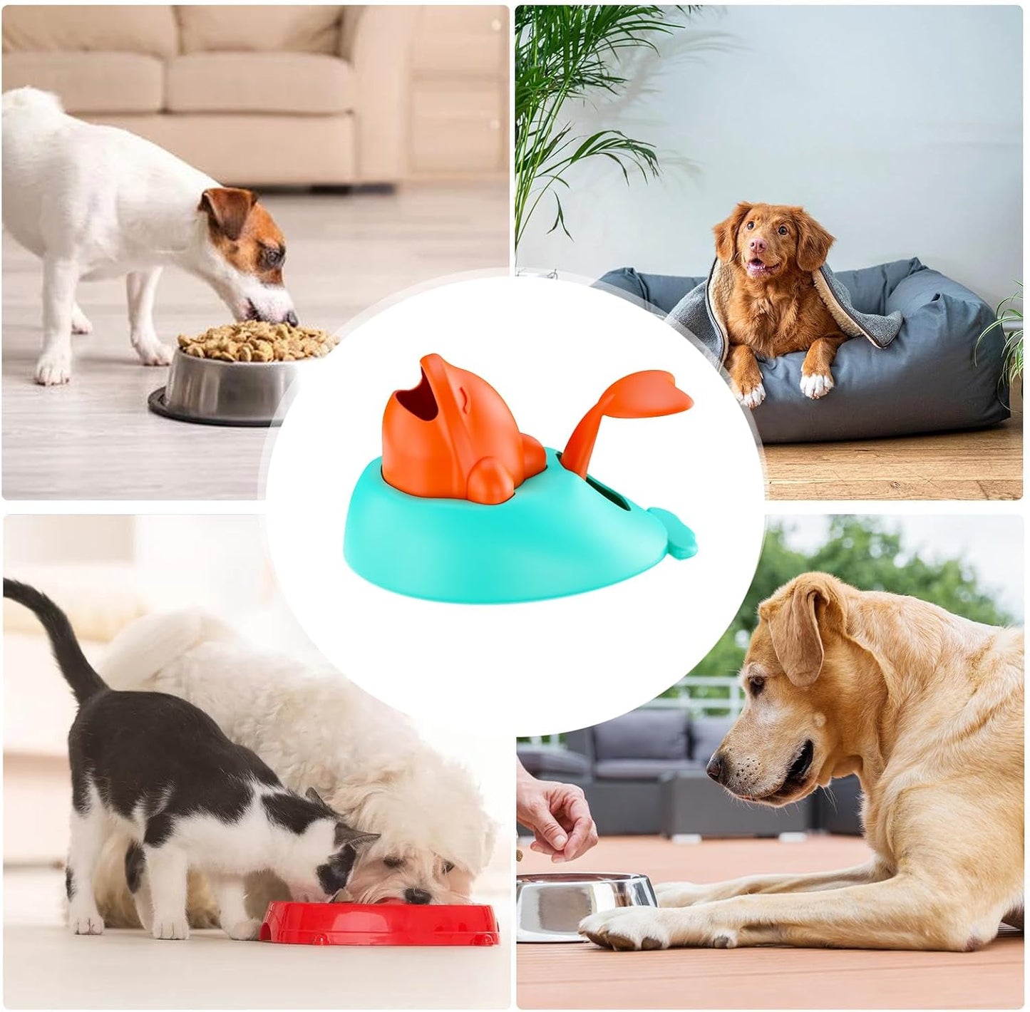 Treat Dispenser, Interactive Whale Shape Slow Feeder Toy, Pet Training Enrichment, Reduces Bloating, Mentally Stimulating for Cats, Puppies, Indoor, Outdoor