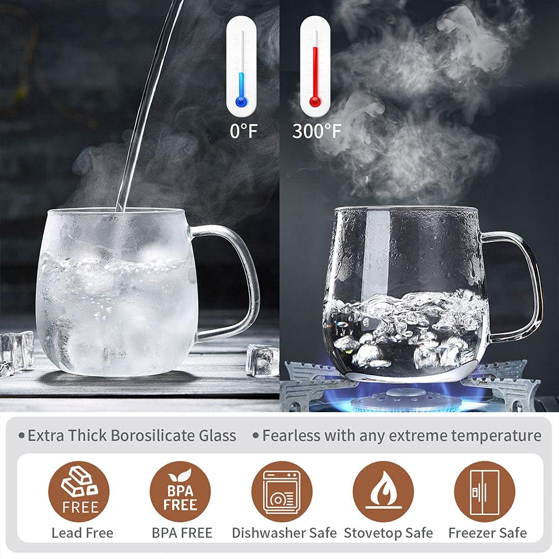 Glass Tea Cup with Infuser and Lid, 17.6oz/520ml Large Borosilicate Teacup,Tea Glass, Clear Mug for Loose Leaf Tea, Blooming Tea, Microwave & Dishwasher Safe - Tea Maker Gift for Birthday.