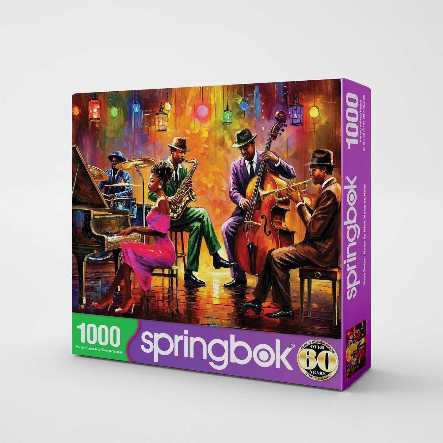 Springbok Neon Notes 1000 Piece Jigsaw Puzzle for Adults - Jazz Musicians - Unique Cut Pieces - Made in USA
