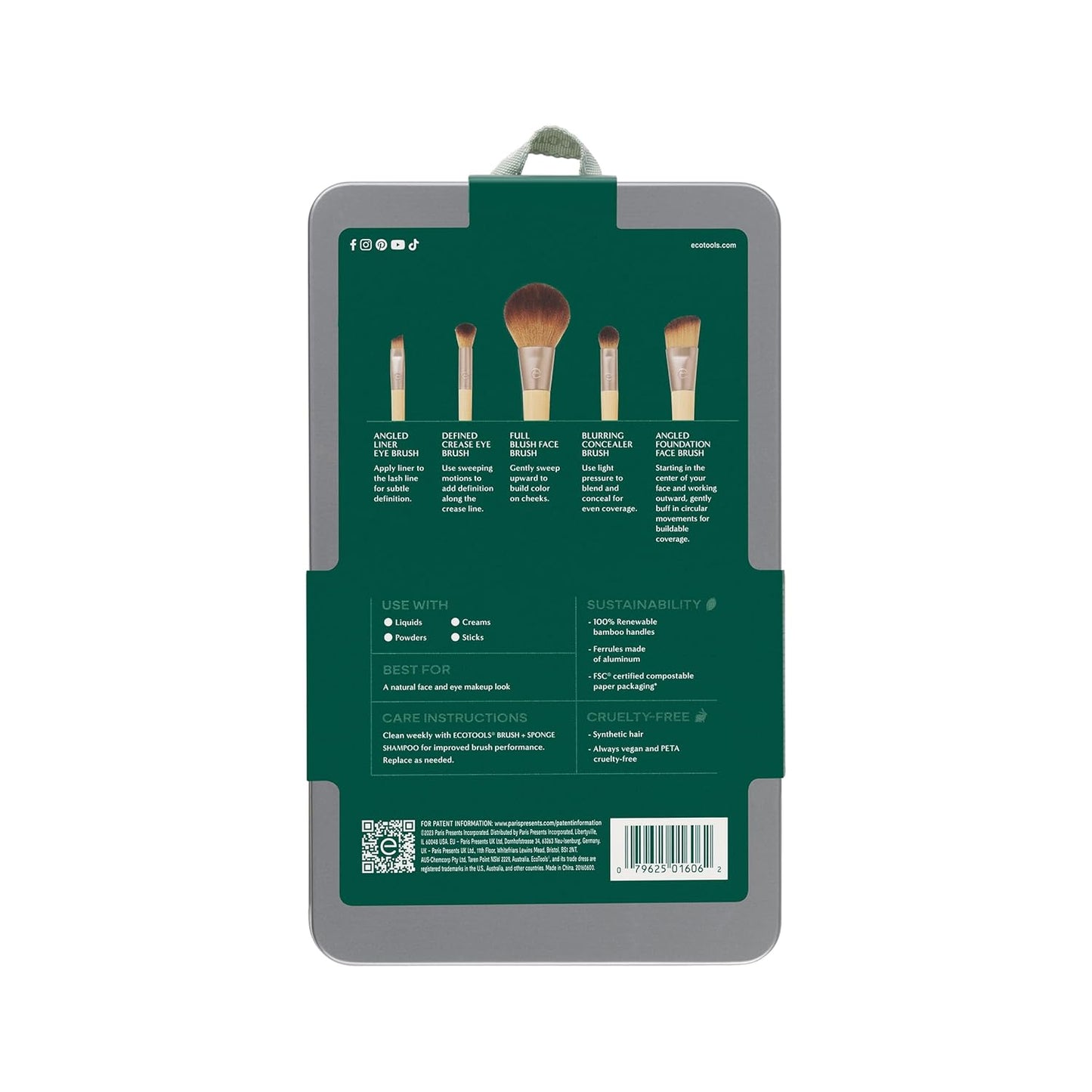EcoTools 6 Piece Start The Day Beautifully Makeup Brush Set, Makeup Brushes For Eyeshadow, Blush, Concealer, & Foundation Application, Eco-Friendly, Gift Set, Synthetic Hair, Vegan & Cruelty-Free