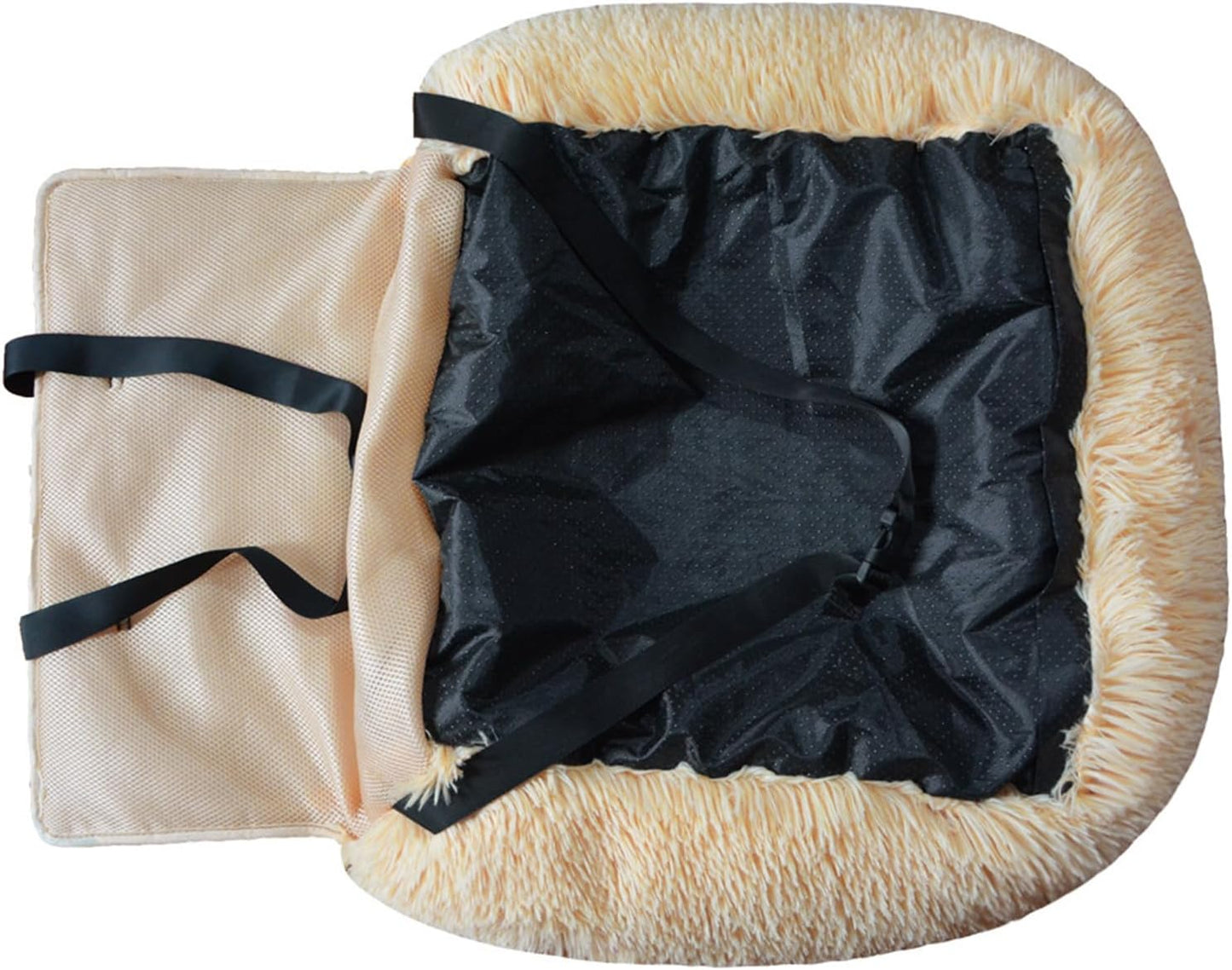 Multipurpose Dog Bed for Car Ride and Home Indoor Warm Pet Cushion Removable Cover Carseat Cushion for Road Trips Use Car Dog Bed for Travel