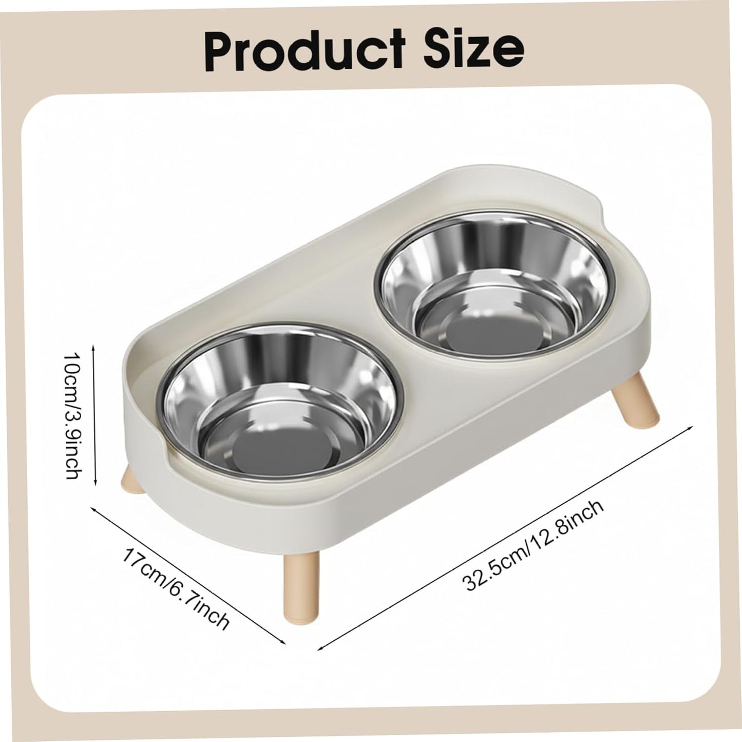 2-Pack Cat Bowl Set, Elevated Cat Food and Water Bowl with Non-Slip Stand, Stainless Steel Double Feeder with Anti-Spill Design for Cats and Small Dogs