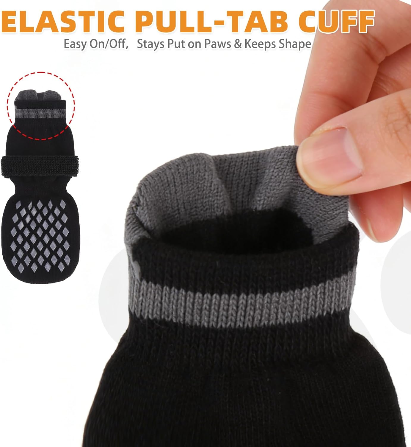 KOOLTAIL Anti Slip Dog Socks Booties to Prevent Licking Paws Scratching, Pet Boots&Paw Protector for Hardwood Floors, Dog Shoes for Winter, Traction Control Grip Socks for Small Medium Large Dogs M