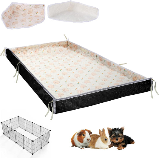 Washable Guinea Pig Cage Liners with High Sides, 24’’×48’’ Reusable Fleece Pee Pads for Guinea Pigs Cages, Rabbits, Bunny, Waterproof & Super Abosorbent Liner Mat for Dog, Ferret, Chinchilla