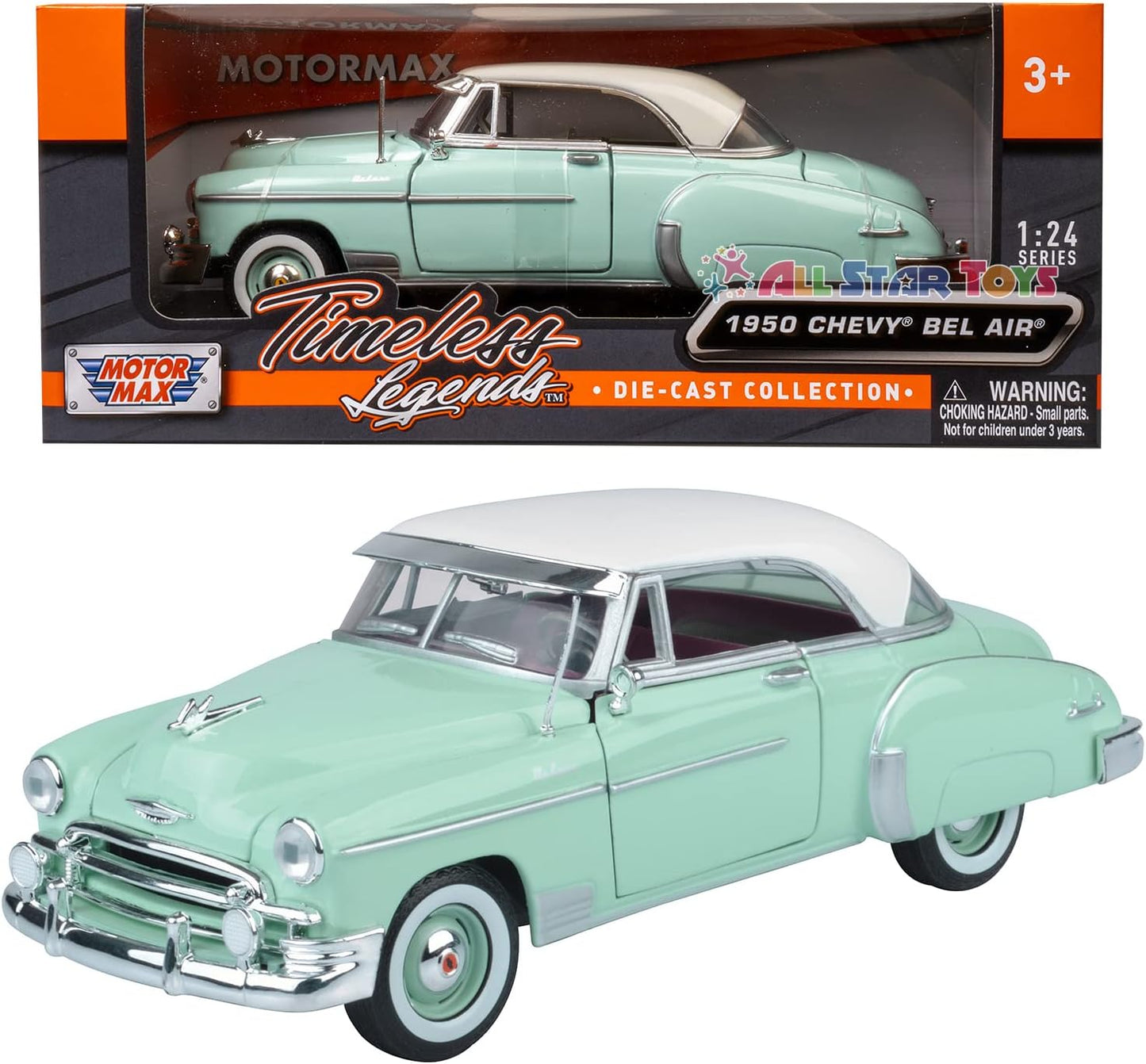 1950 Chevy Bel Air, Green - Motormax Premium American 73268-1/24 Scale Diecast Model Car