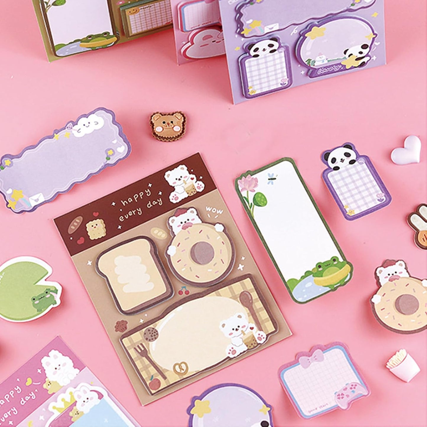 4 Pack Cute Sticky Notes Cartoon Animal Sticky Memo Pads Kawaii Small Self-Stick Memo Note Pad Office School Supplies (Cartoon-1)