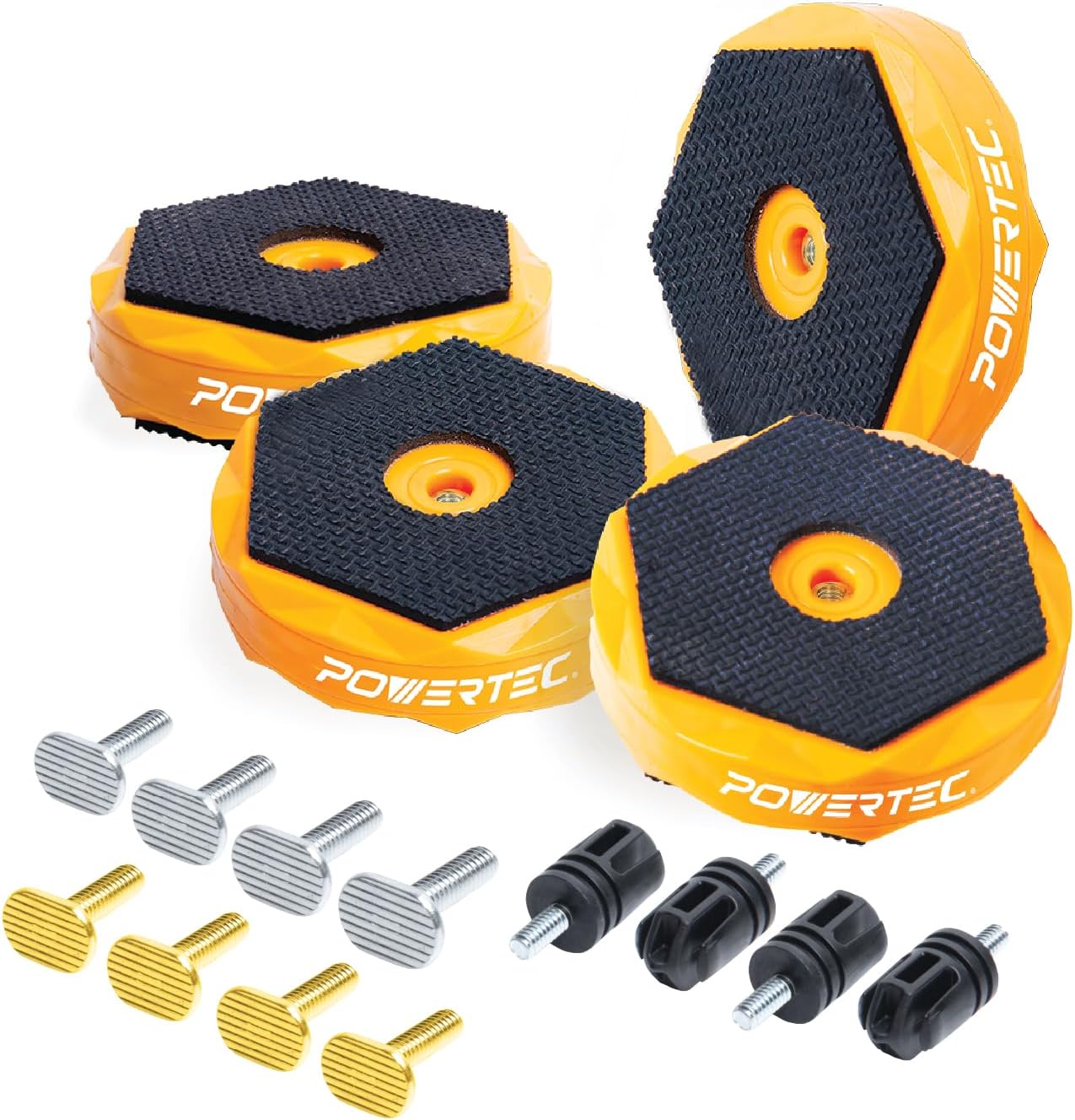 POWERTEC Bench Dog Puck - Fits 3/4" Dog Hole on Work Bench & T Track, Ideal for Sanding, Routing, Finishing & Painting, T Track Accessories - 4PK (71820)