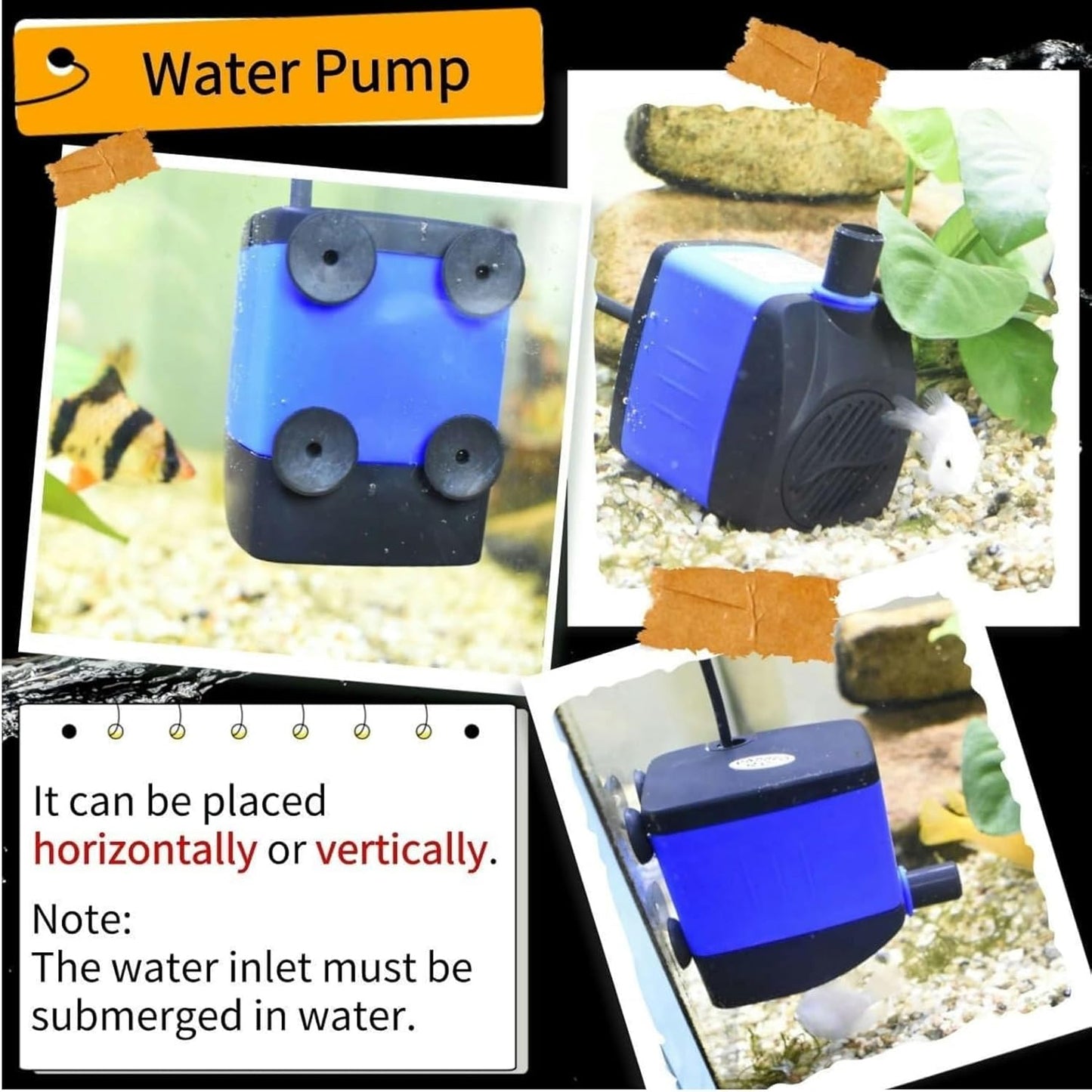 Conquerall CHA-1000 1200L/H AC 110V 310GPH Submersible Pump 20W Durable Adjustable Water Pump Head 5.91ft High for Aquariums, Employees, Garden Fountains,Hydroponics Systems and Pet Fountains
