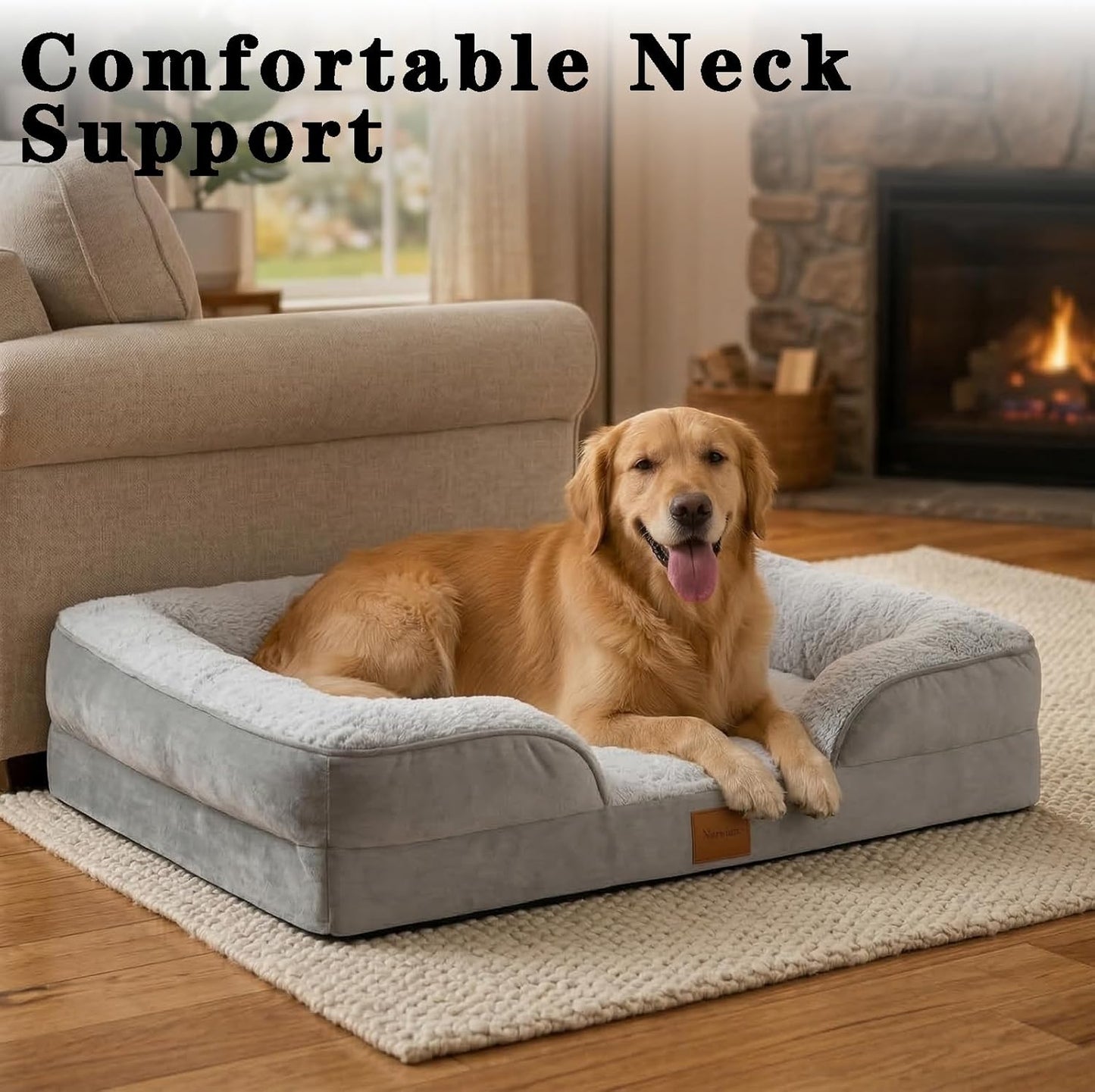 Orthopedic Memory Foam Small/Medium Dog Bed,Waterproof Small Pet Beds,Washable Removable Cover Dog Couch,Support for Joint Pain. (Grey, Small)