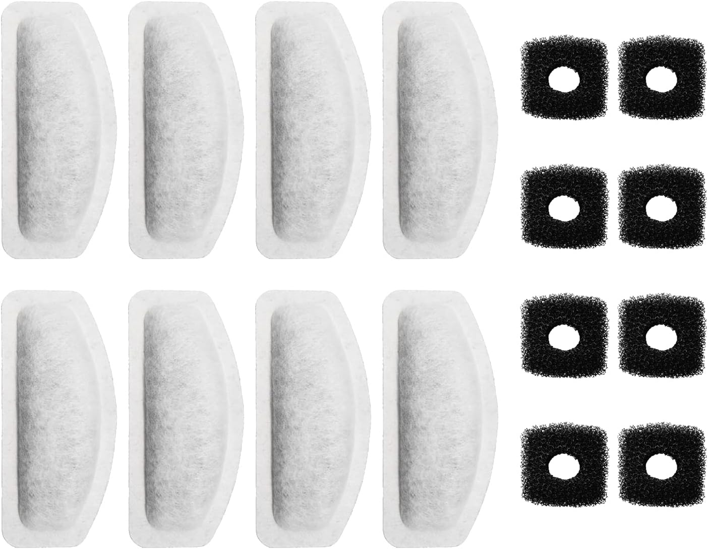 Cat Water Fountain Filter for 67Oz Satainless Steel Pet fountain, Dog Cat Fountain Filter Replacement with Pump Sponges (8filters&8sponges)